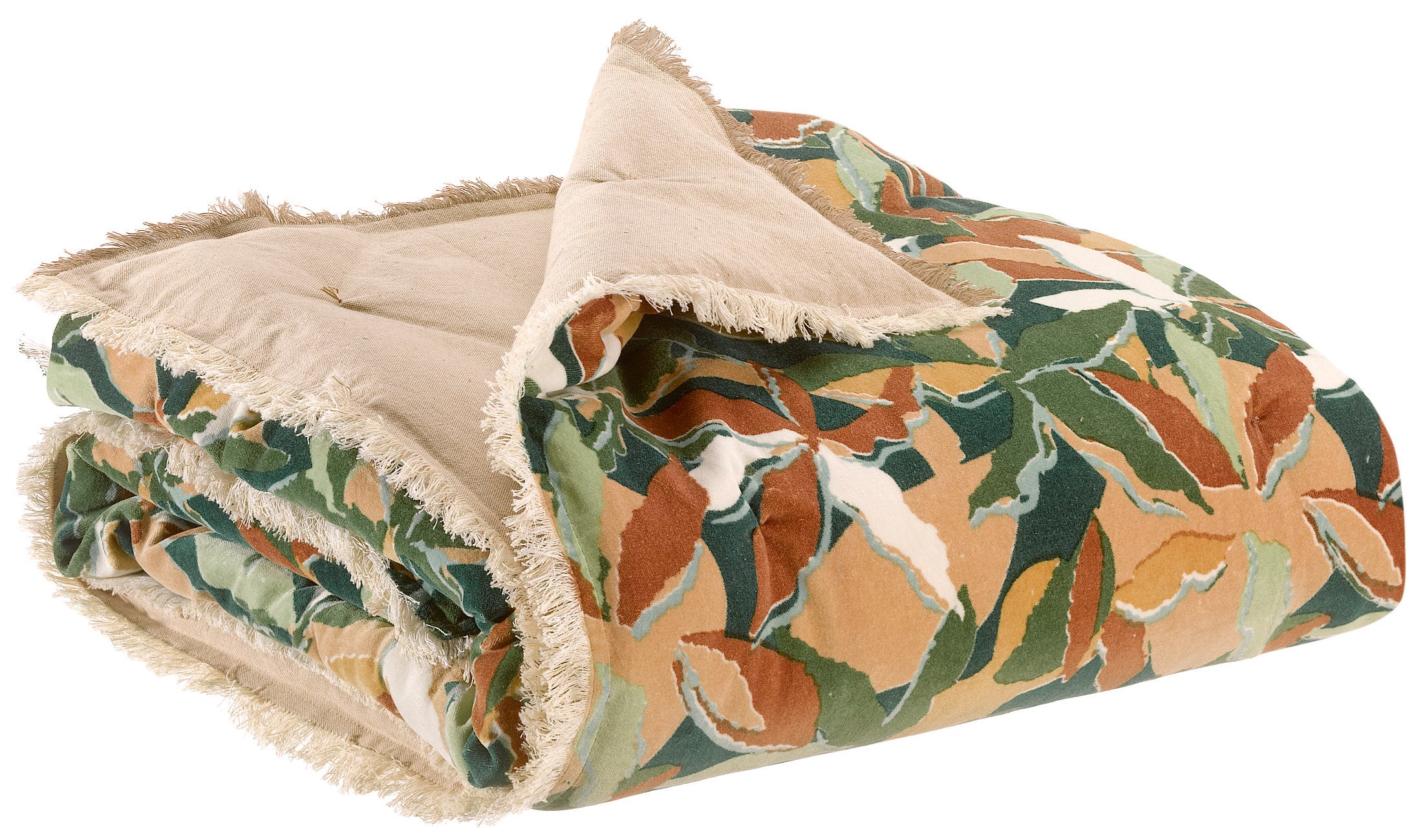 Alina bedrukte plaid Pétrole 135 X 200