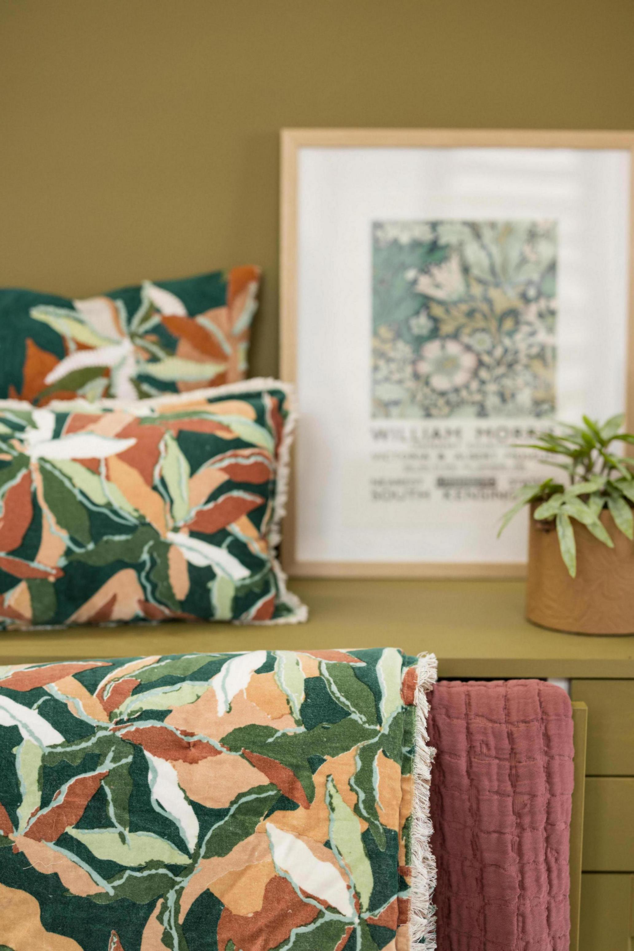 Alina bedrukte plaid Pétrole 135 X 200