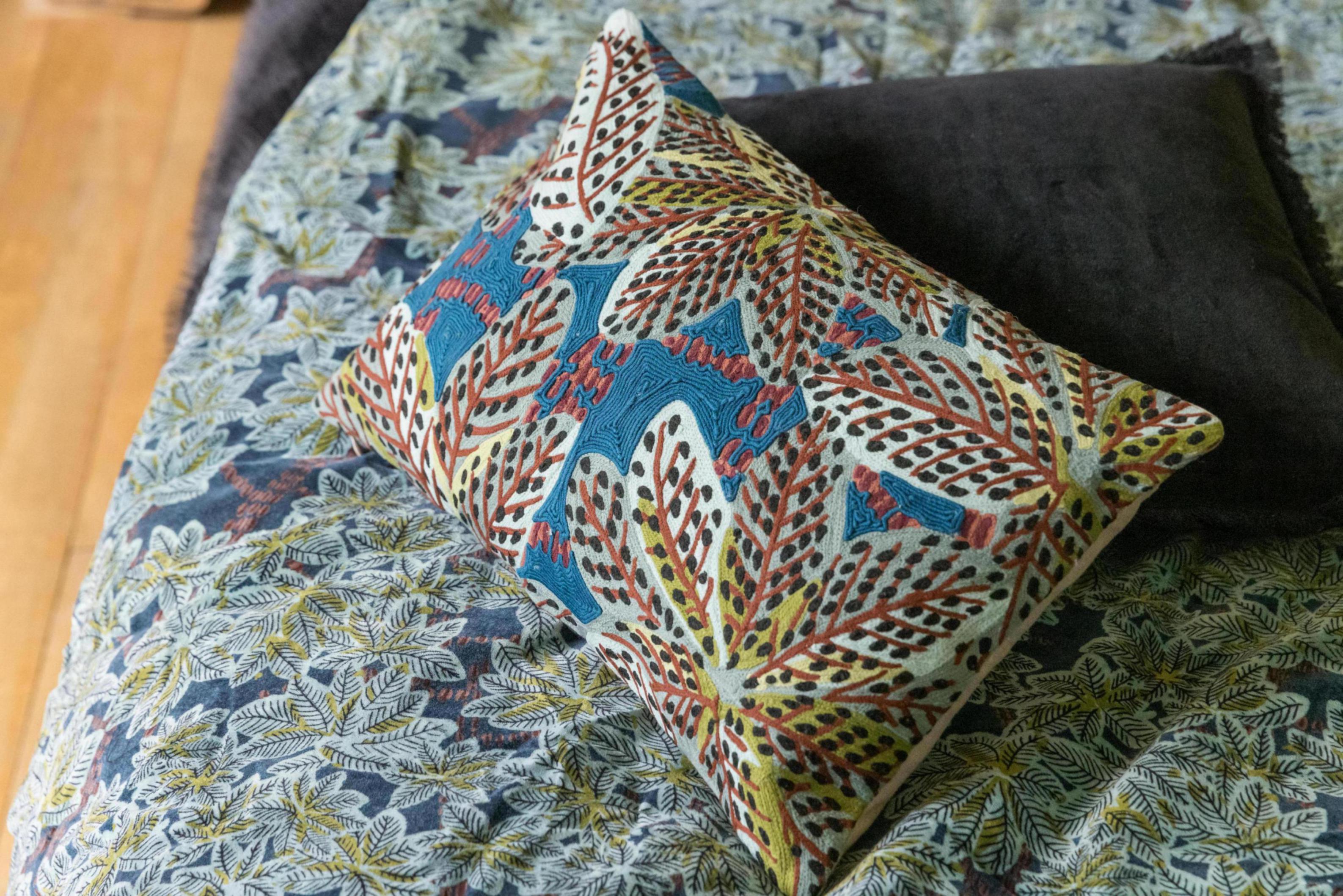 Ariane bedrukte plaid Pétrole 135 X 200