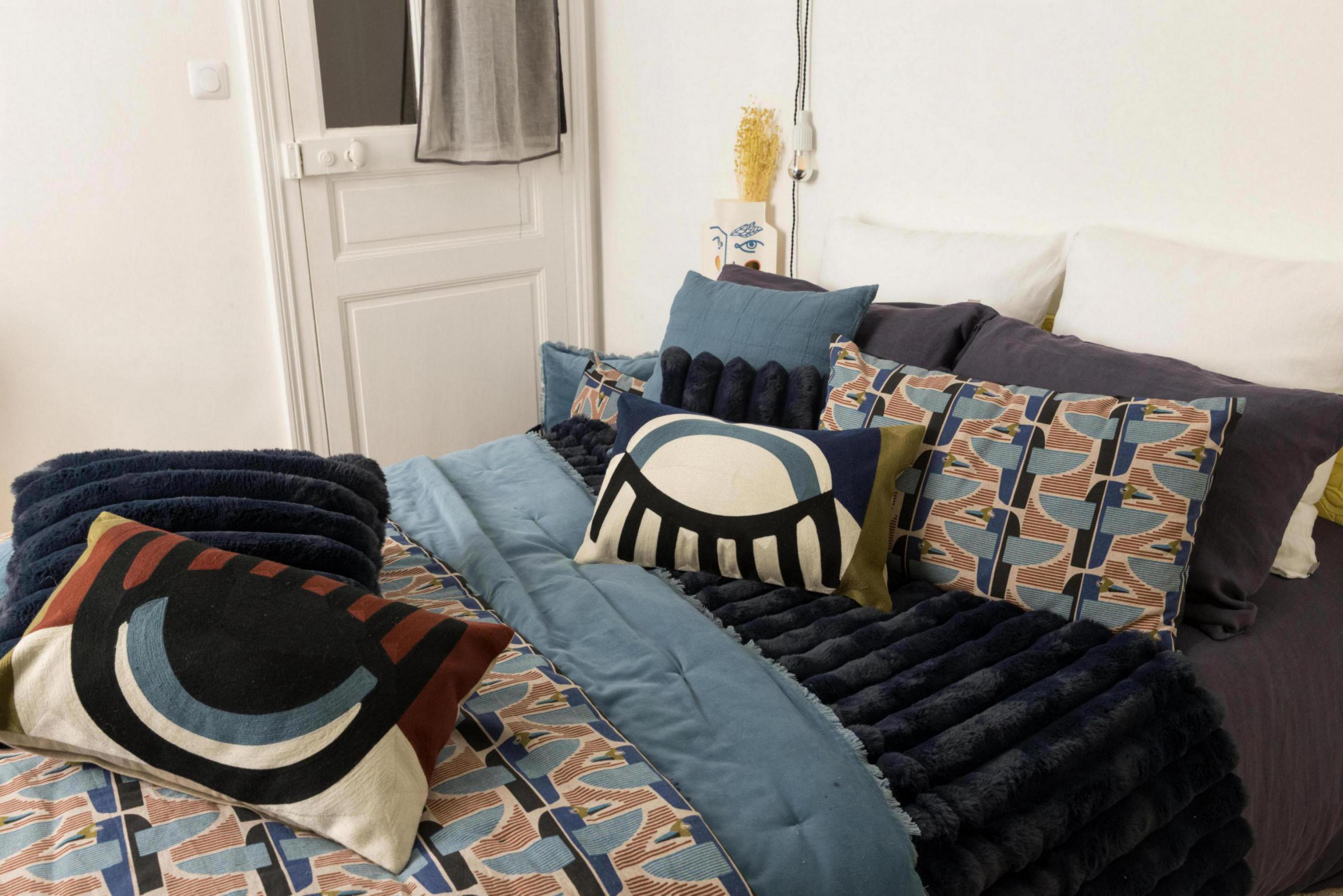 Farel bedrukte plaid Multico 135 X 200