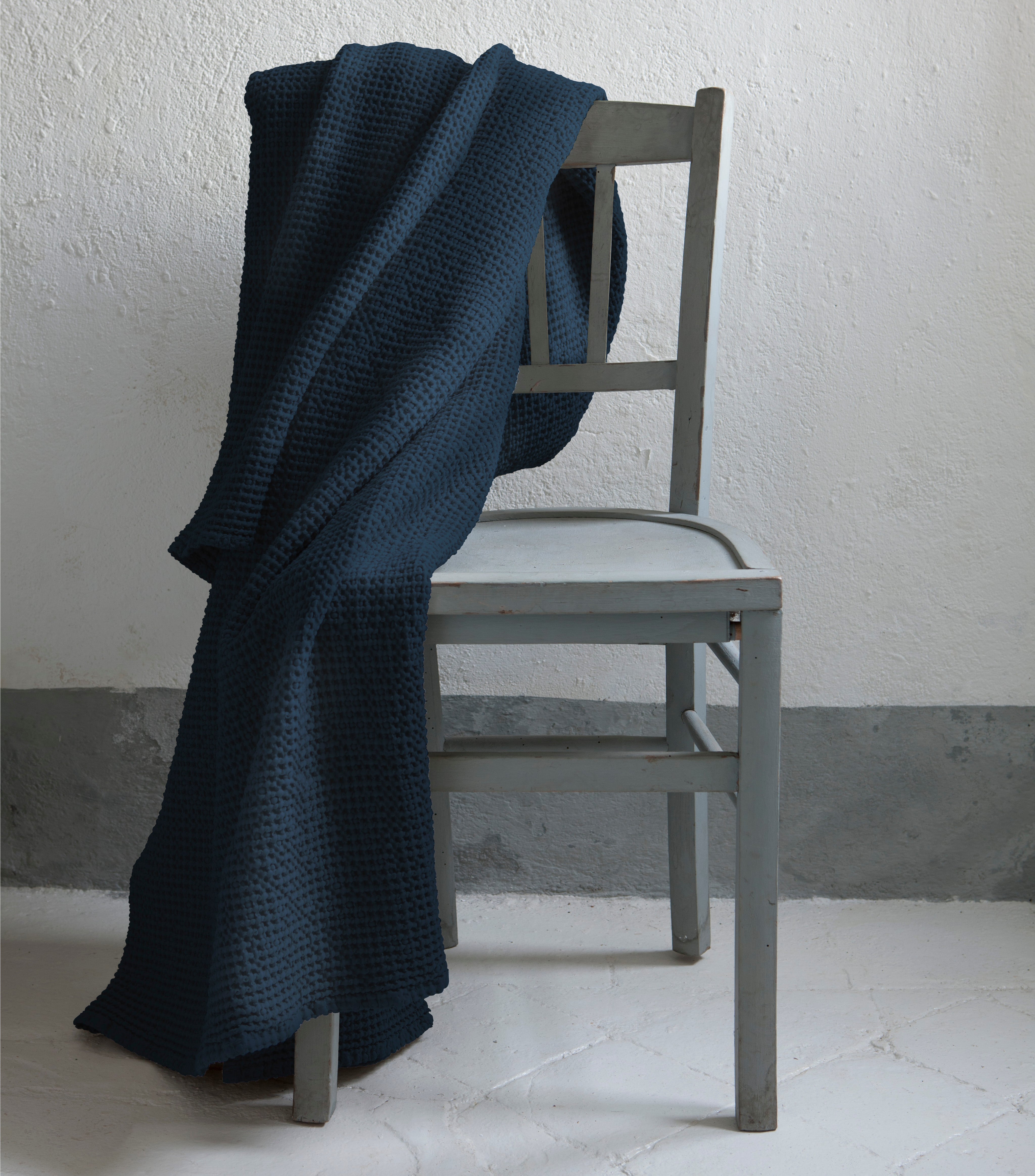 Gerecycleerd plaid Maia Navy 140 X 200