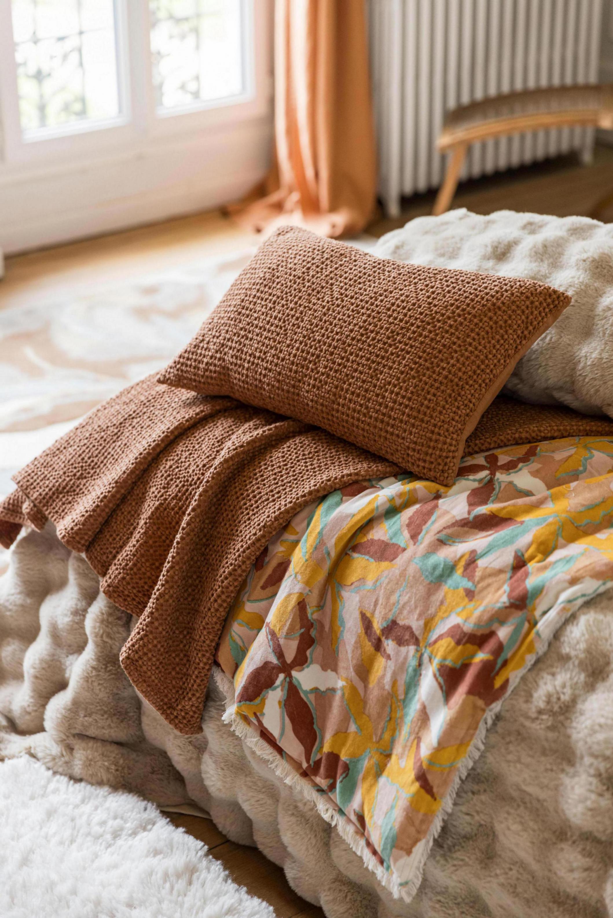 Gerecycleerd plaid Maïa Cuivre 140 X 200