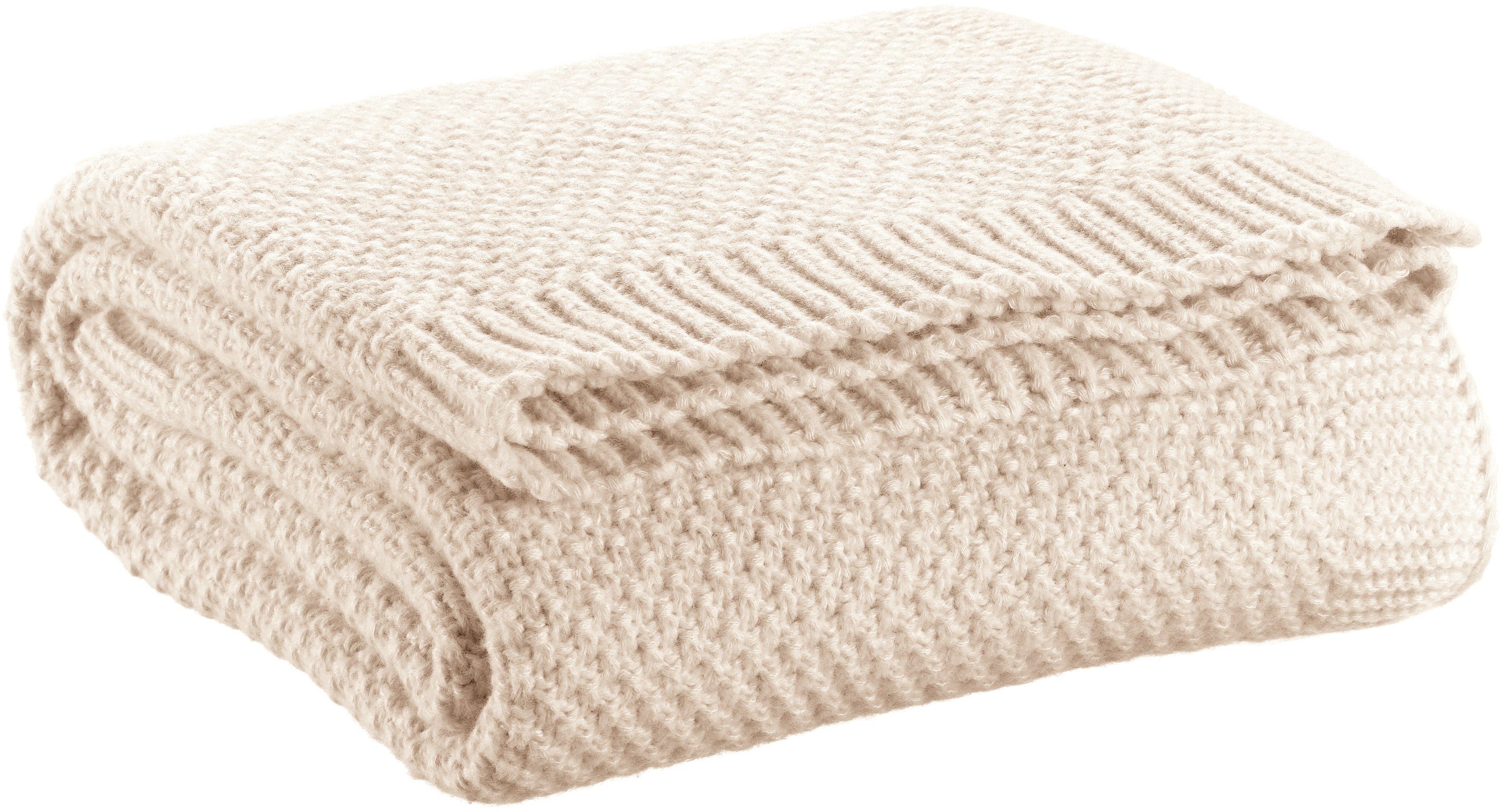 Gebreide gerecycleerde plaid Danilo Ivoire 130 X 160