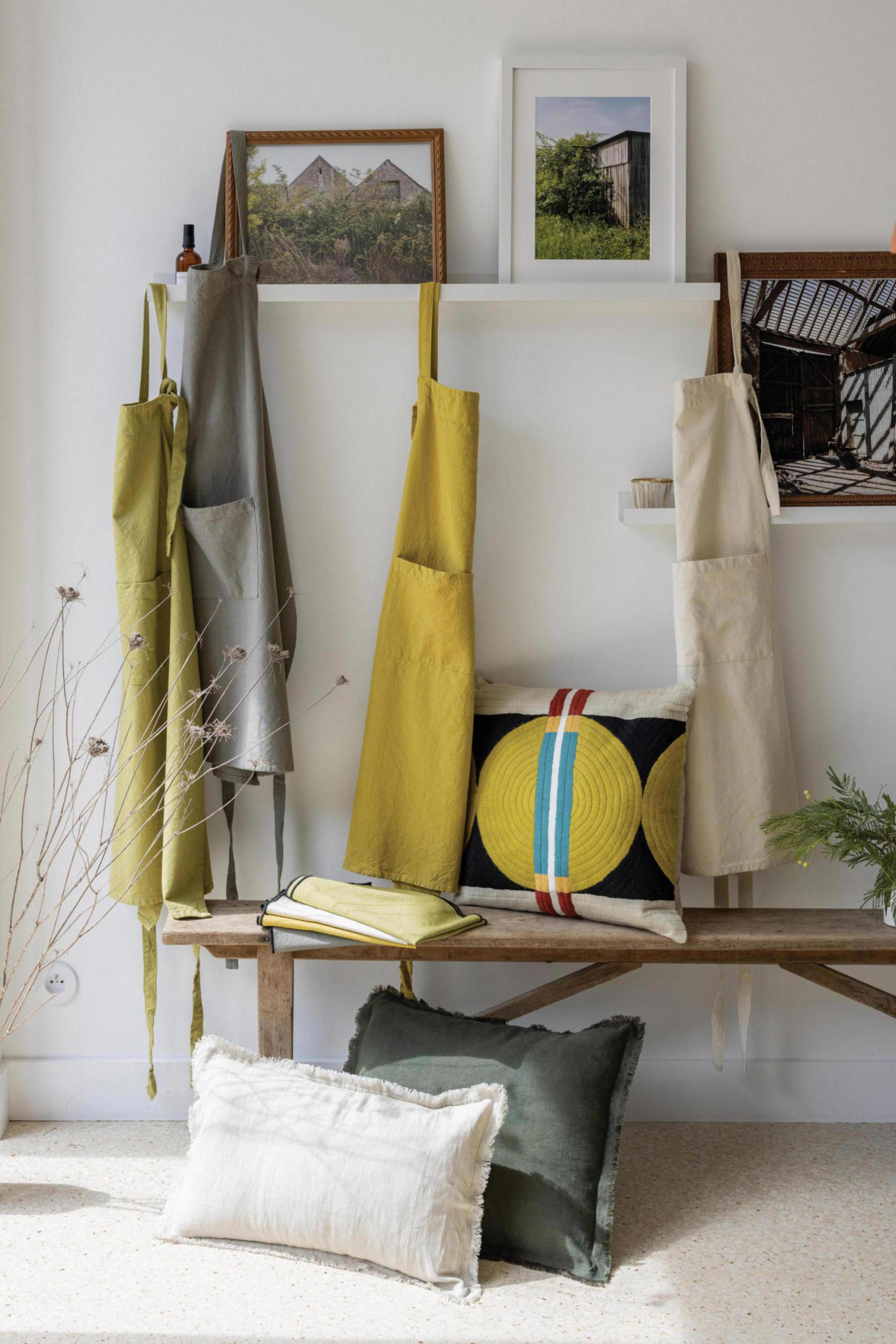 Gerecycleerd keukenschort Ada Ficelle 72 X 85
