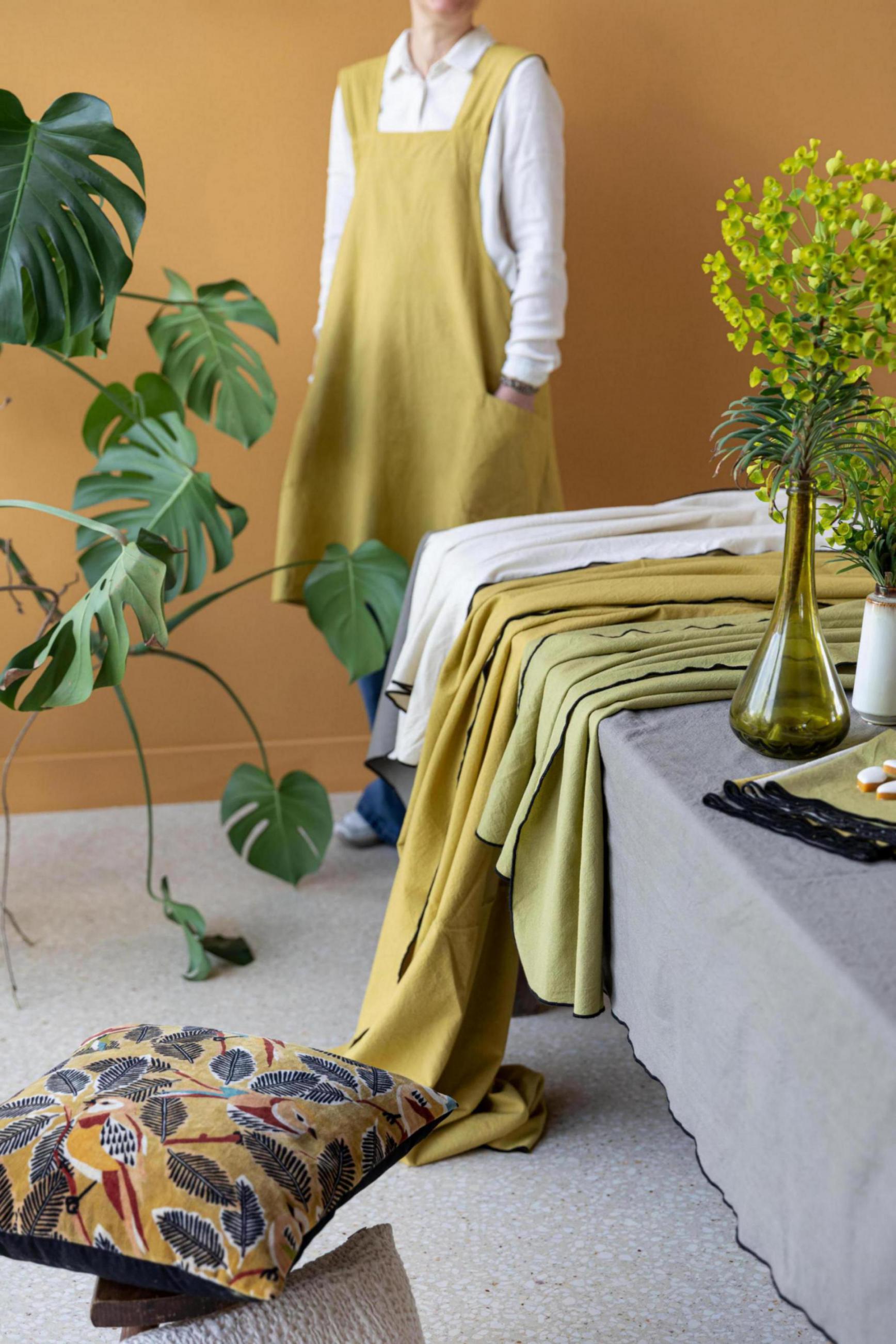 Gerecycleerd tafelkleed Grace Kaki 140 X 250