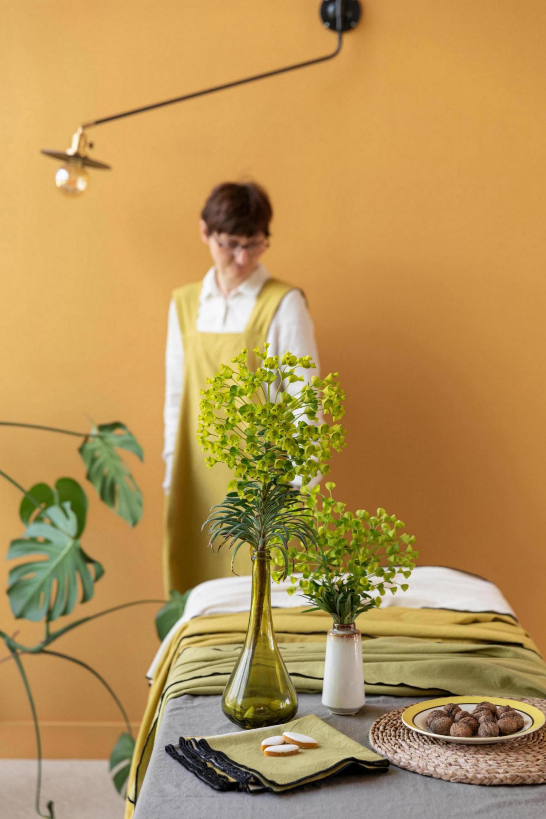 Gerecycleerd tafelkleed Grace Kaki 140 X 250