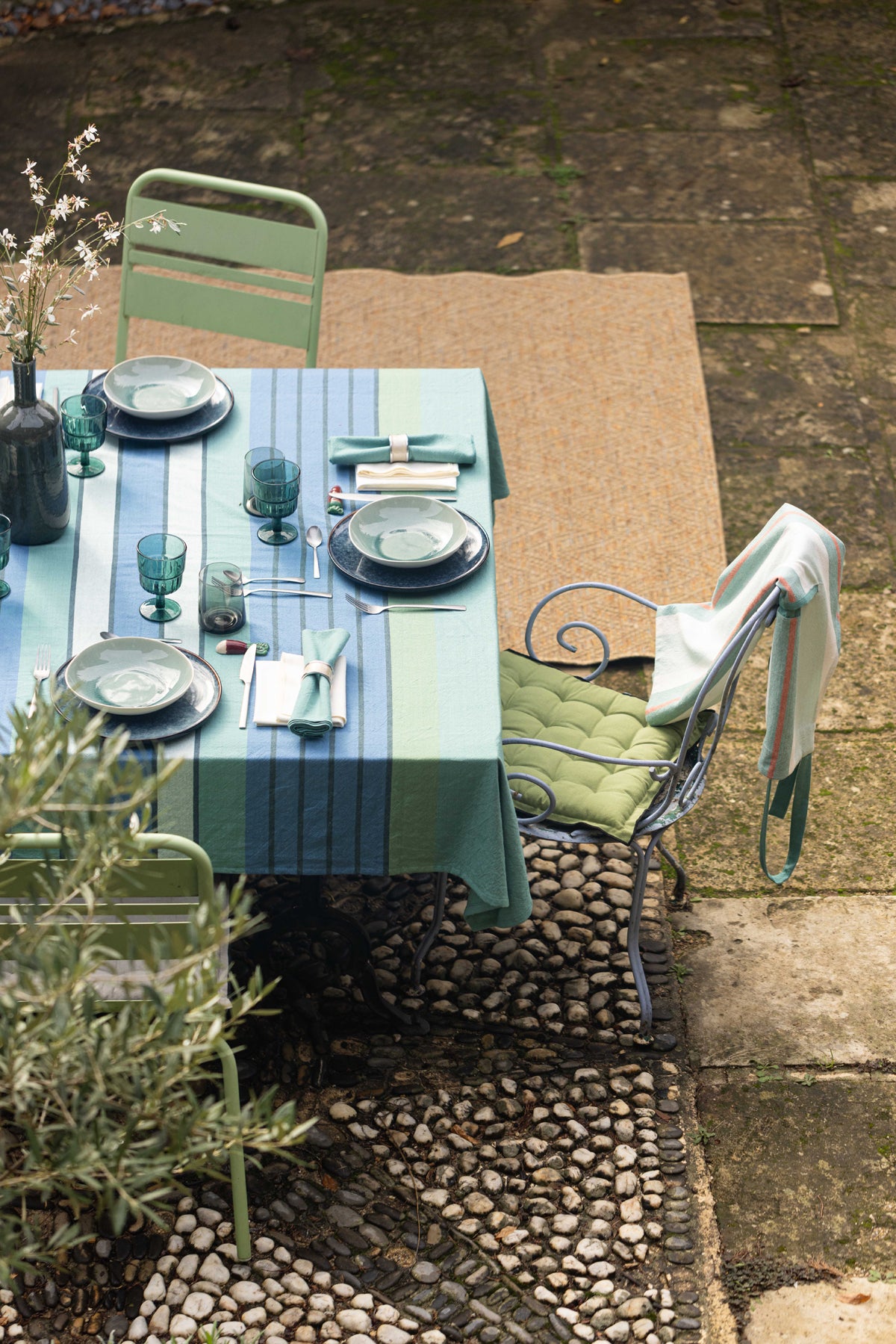 Gerecycled keukenschort met zak Yuna Vert eau 72 X 85