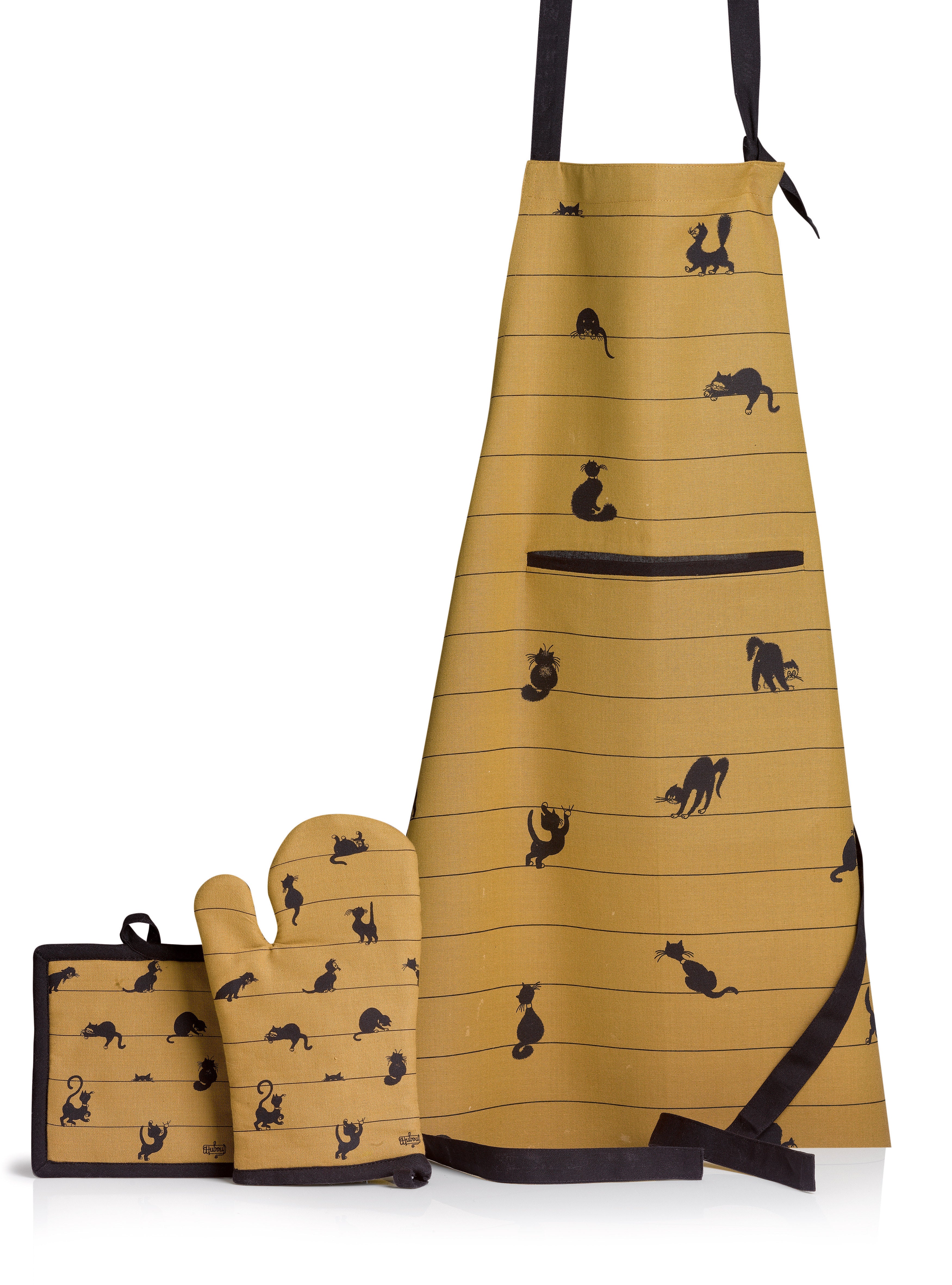 Set van ovenwant/pannenlap Dubout Partition de chats Cannelle 18 X 28