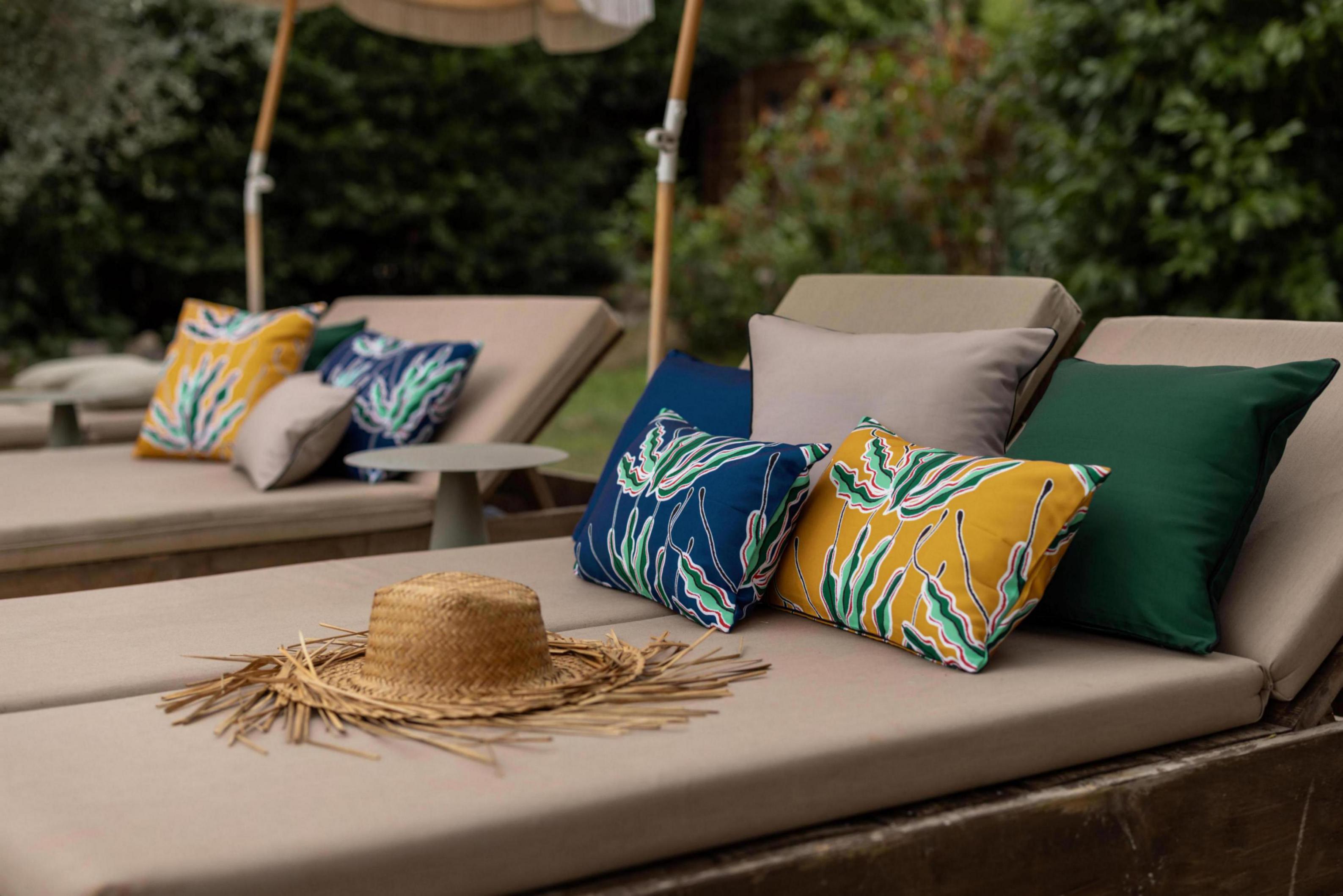Effen outdoor kussen Alga Épicéa 45 X 45