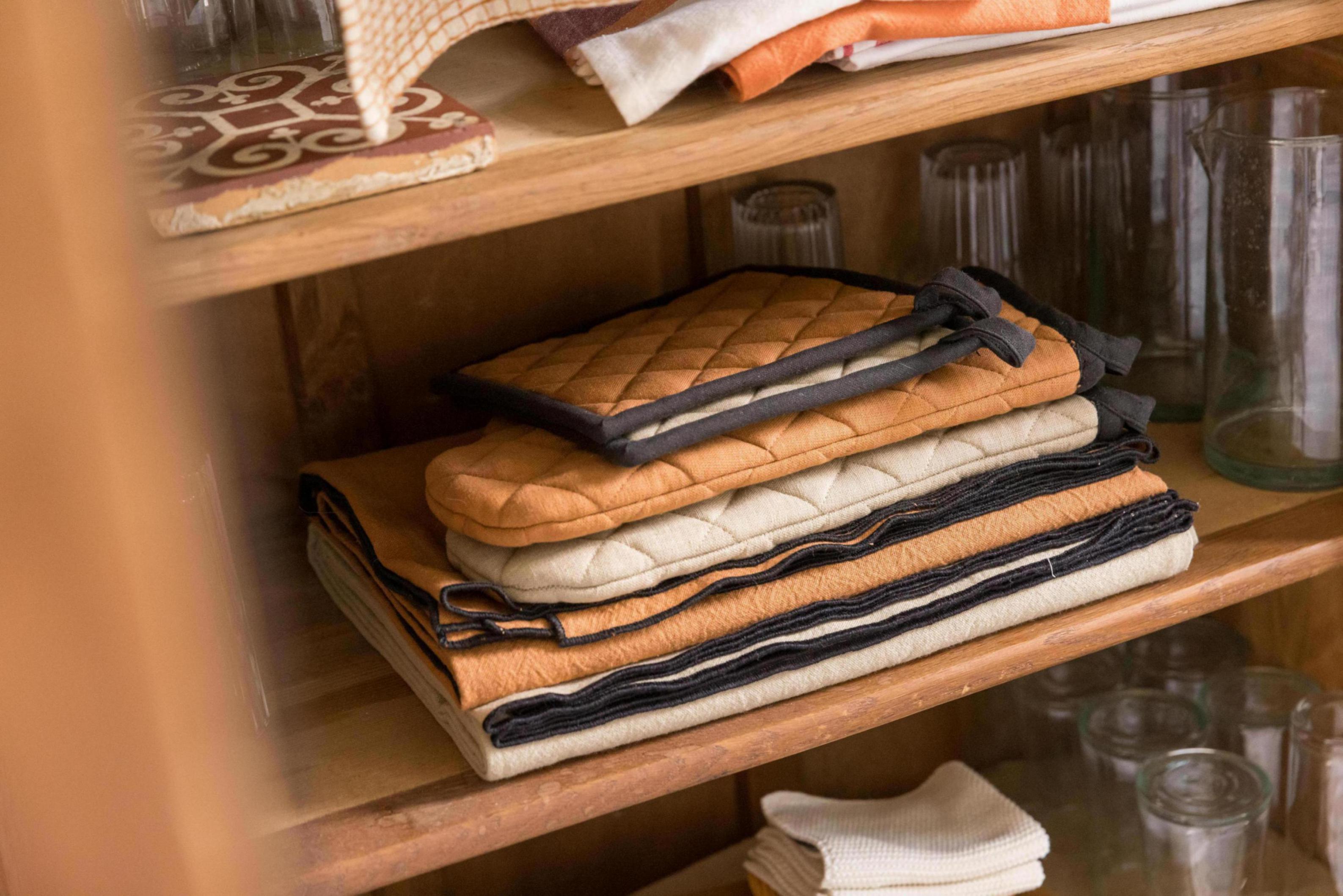 Set van gerecycleerde ovenwant/pannenlap Grace Camel 15 X 32