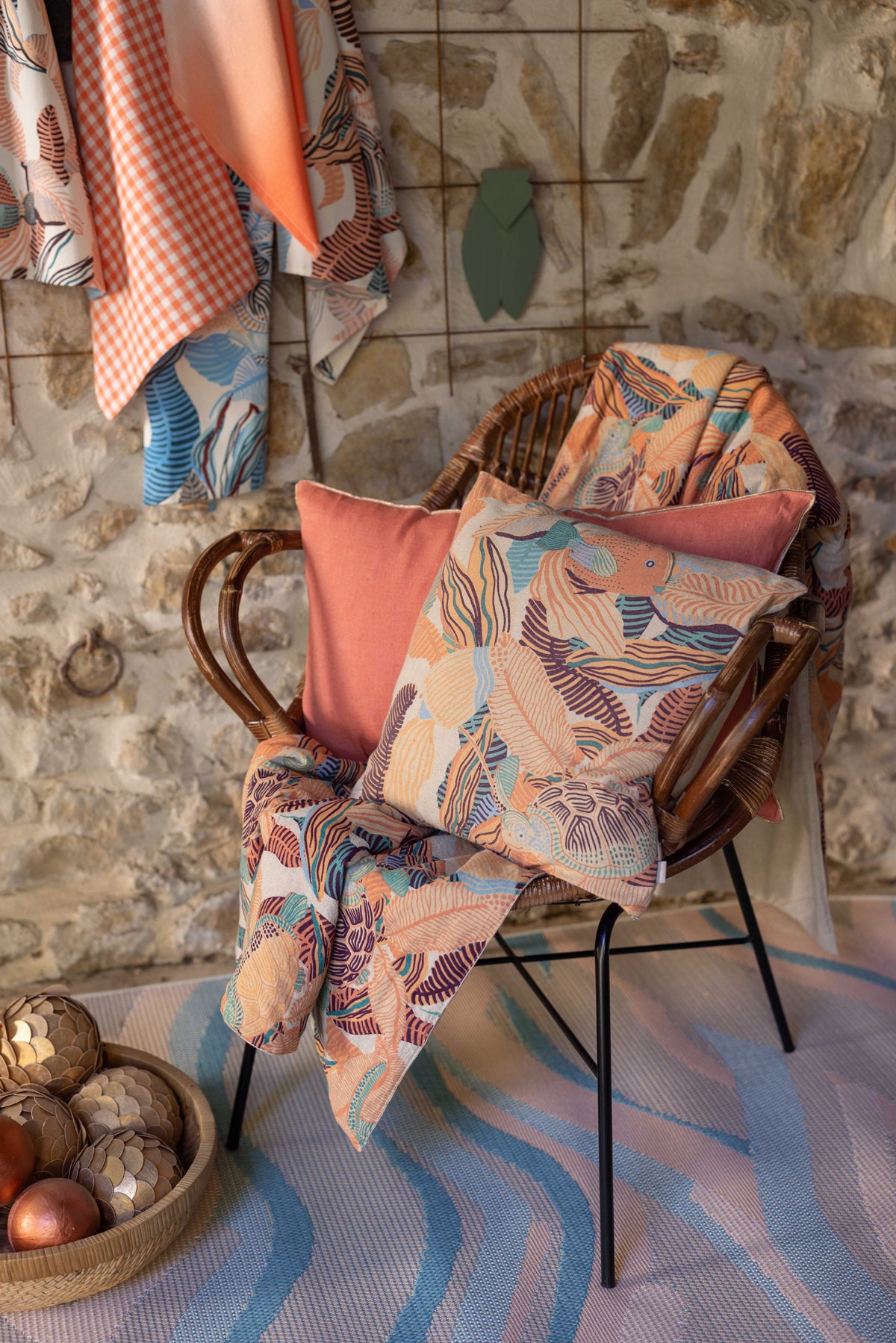 Dori bedrukte plaid Papaye 135 X 200