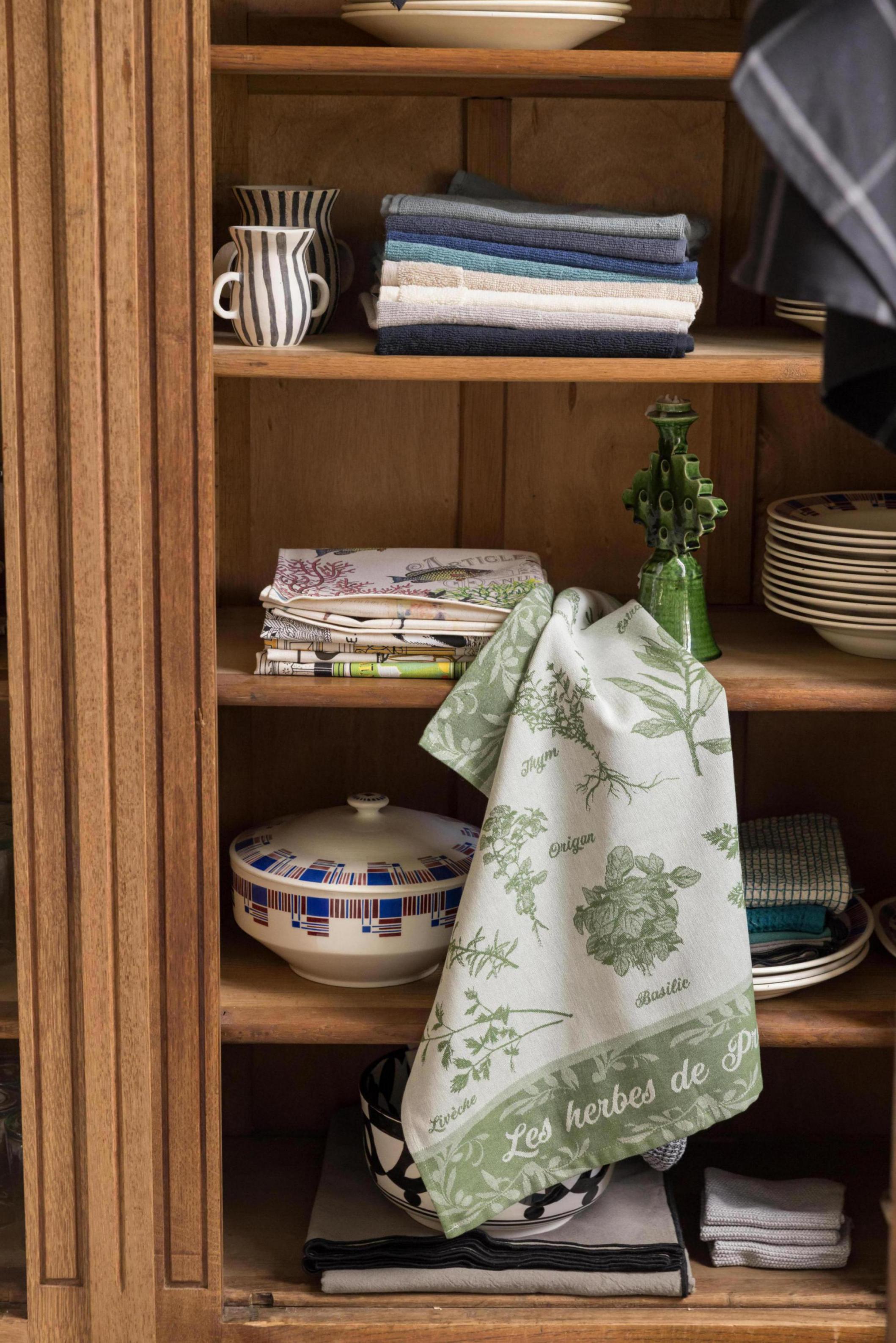 Jacquard theedoek Herbes de Provence Vert 50 X 70