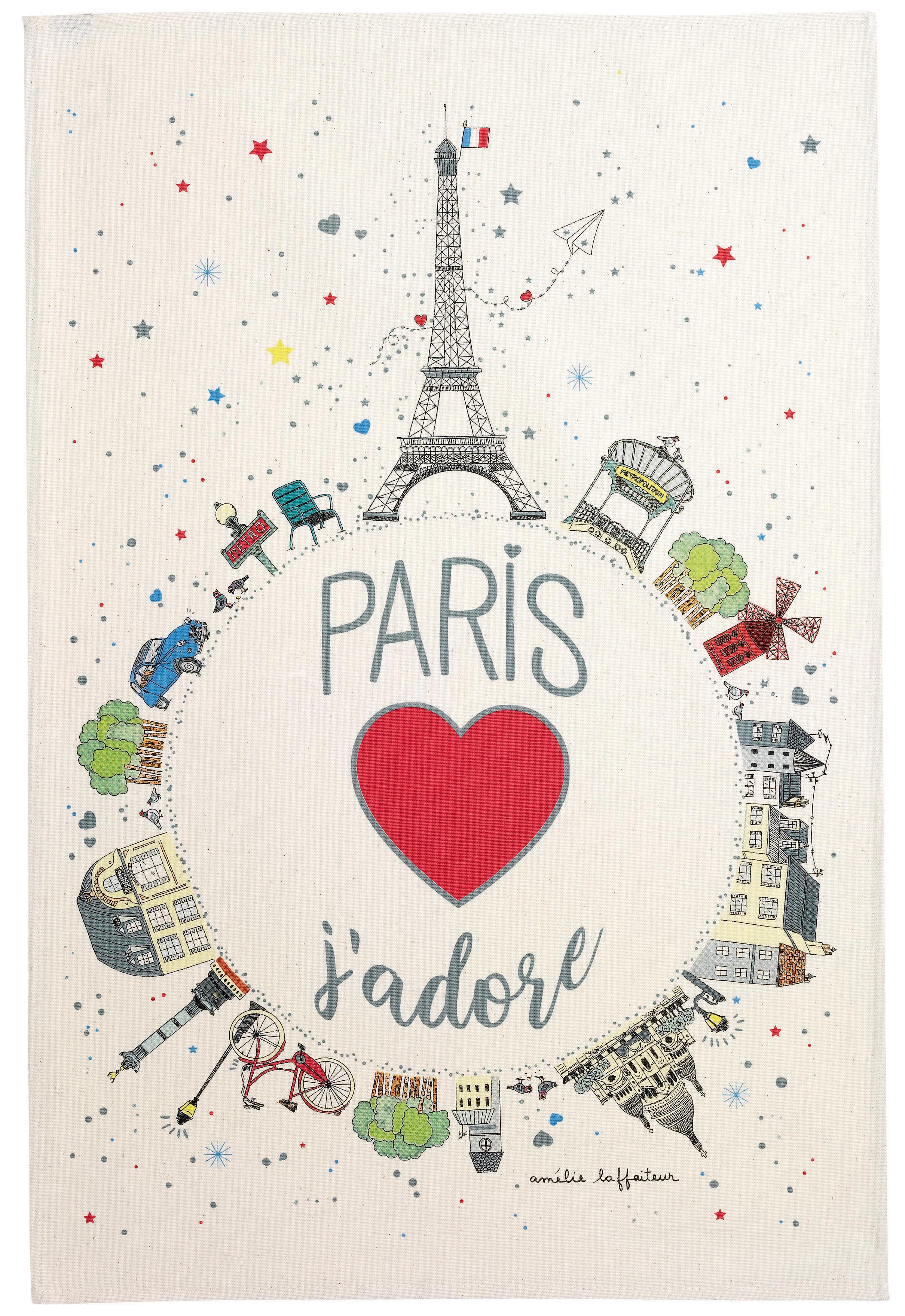 Theedoek Planète Paris Écru 48 X 72