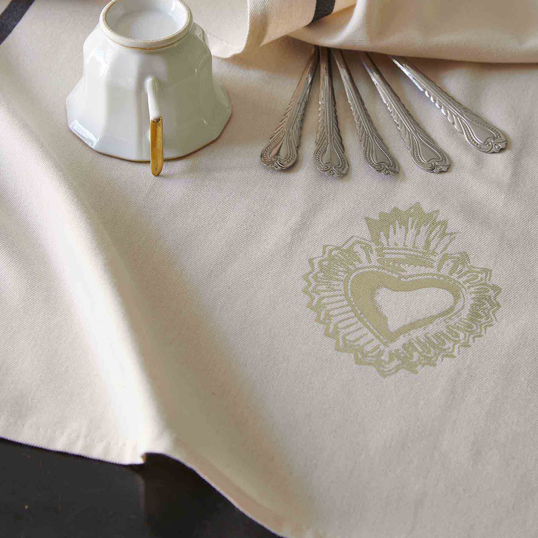 Theedoek Bon coeur Or 70 X 50