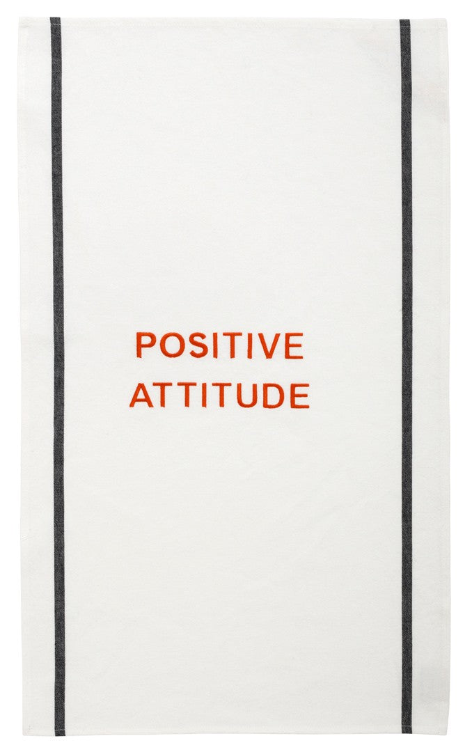 Theedoek Positive Attitude Blanc 80 X 50