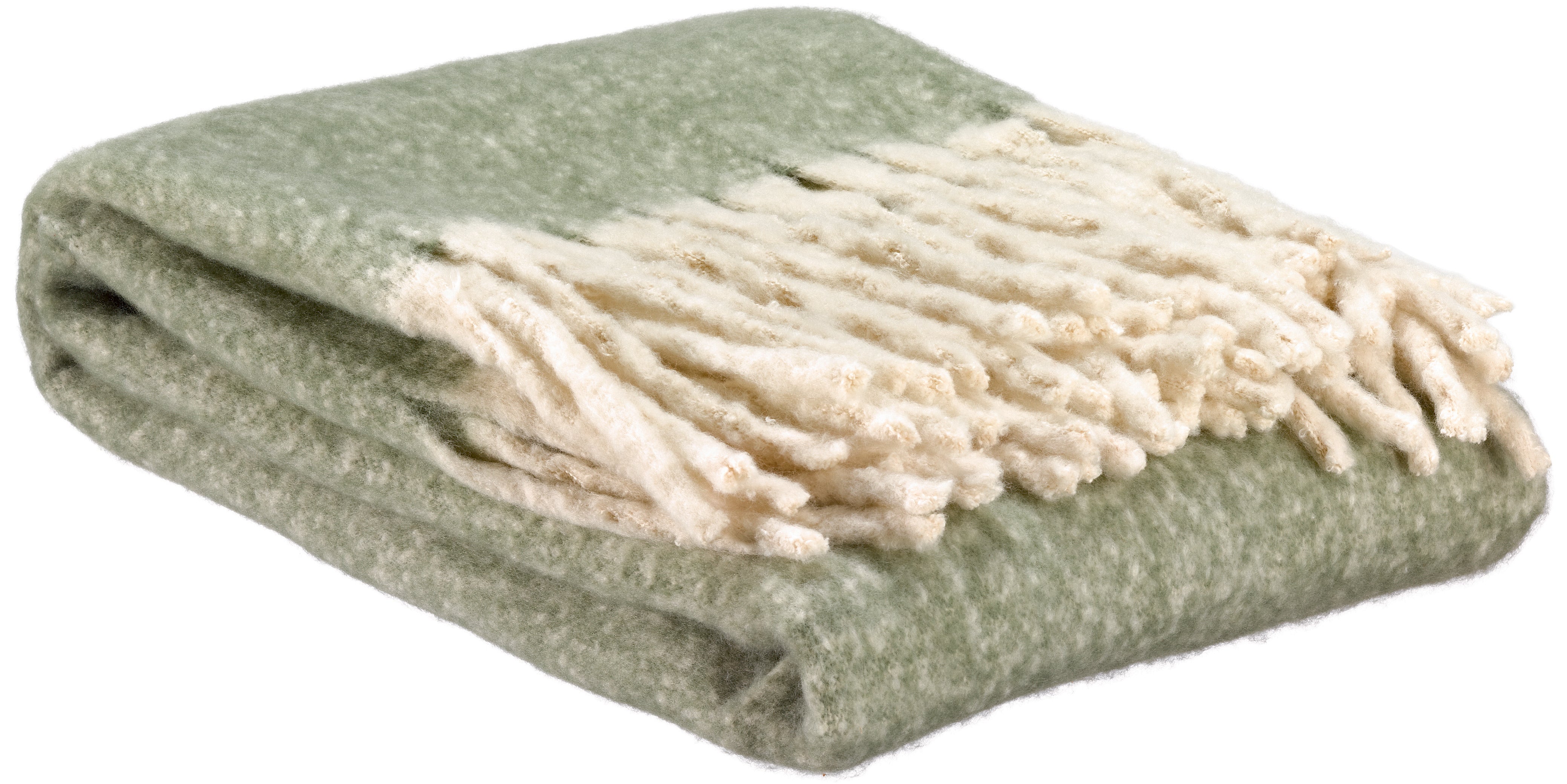 Effen gerecycleerd plaid Isabel Vert de gris 130 X 160