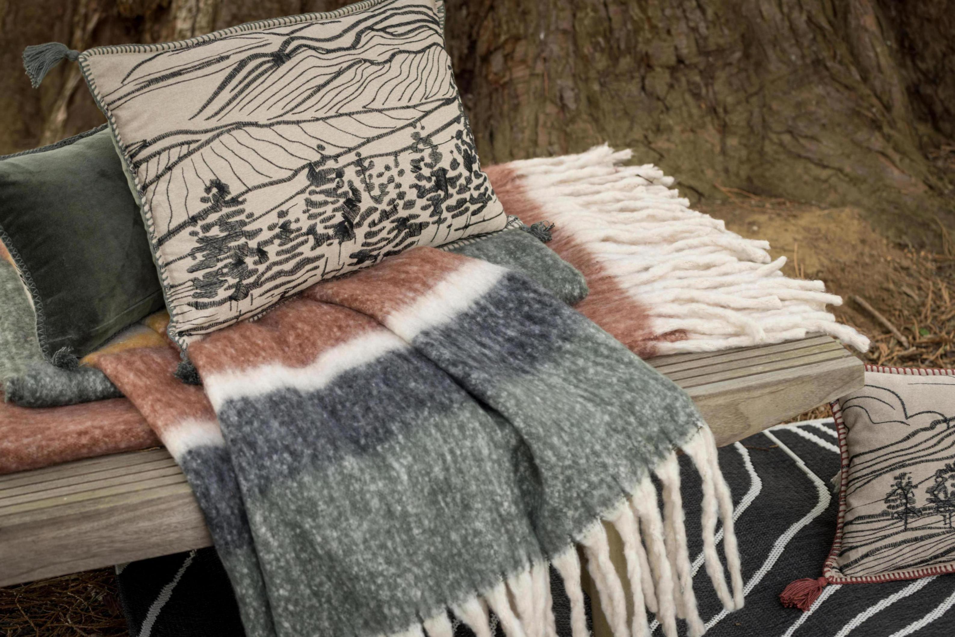 Effen gerecycleerd plaid Isabel Rouille 130 X 160