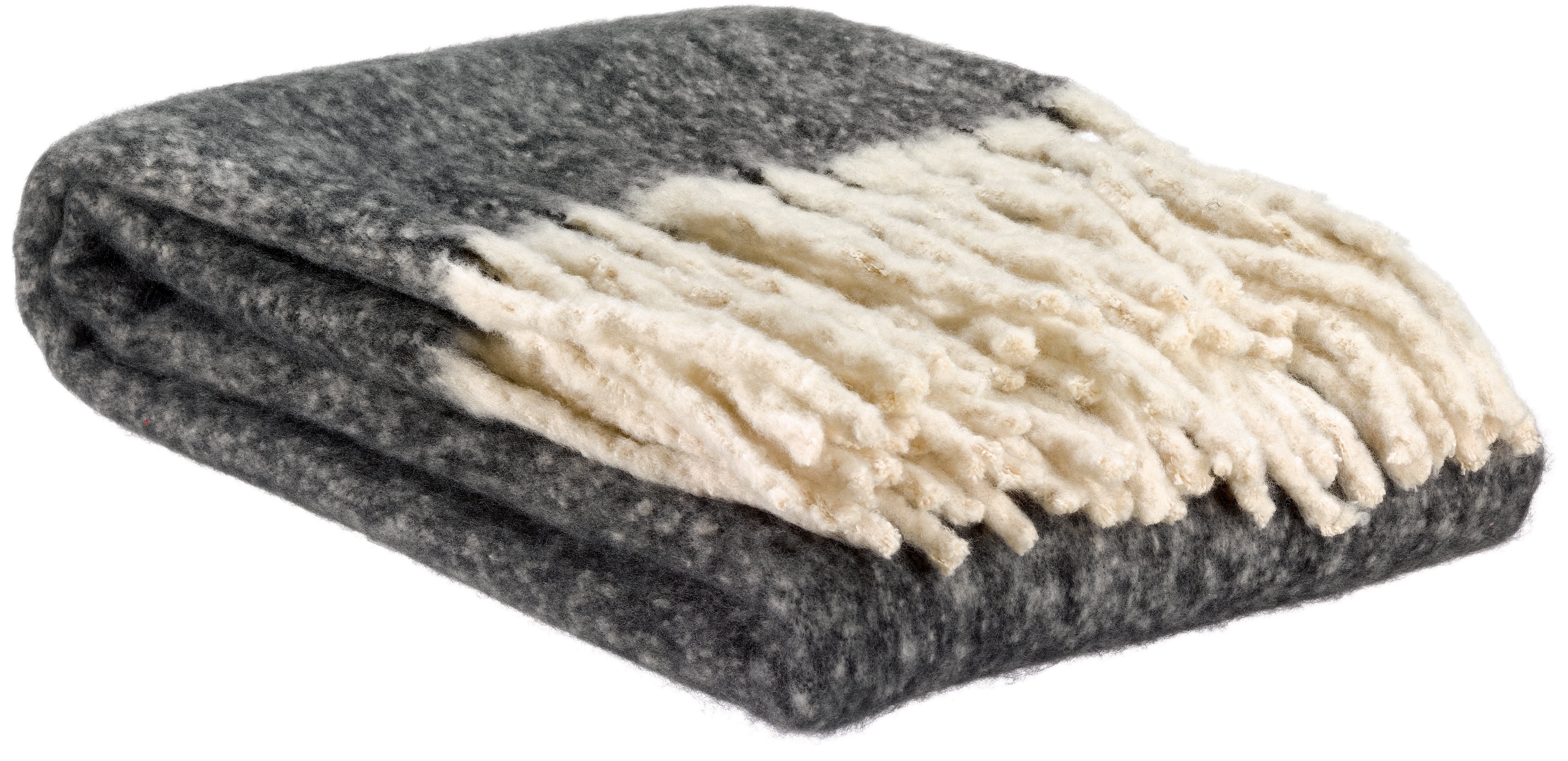 Effen gerecycleerd plaid Isabel Caviar 130 X 160