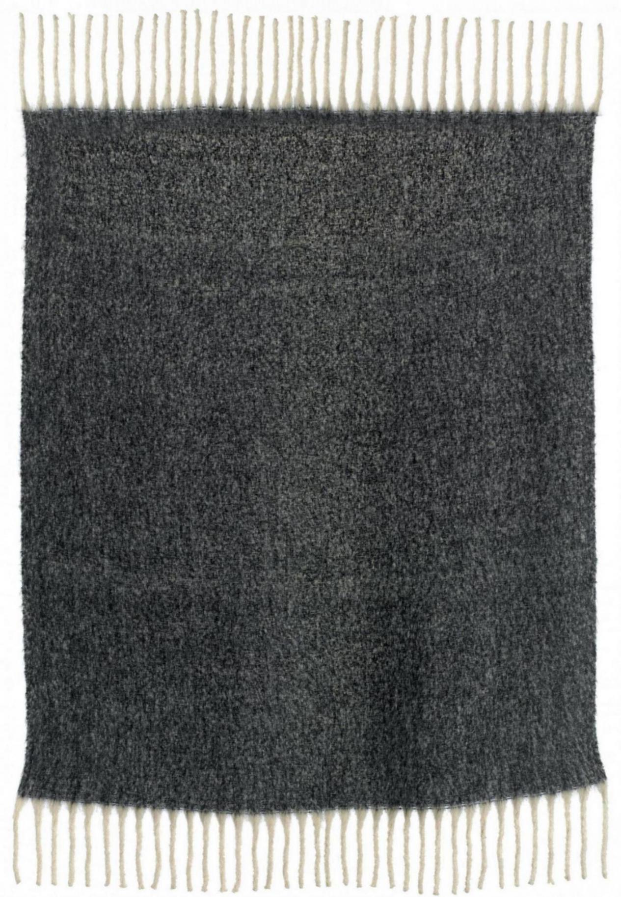 Effen gerecycleerd plaid Isabel Caviar 130 X 160