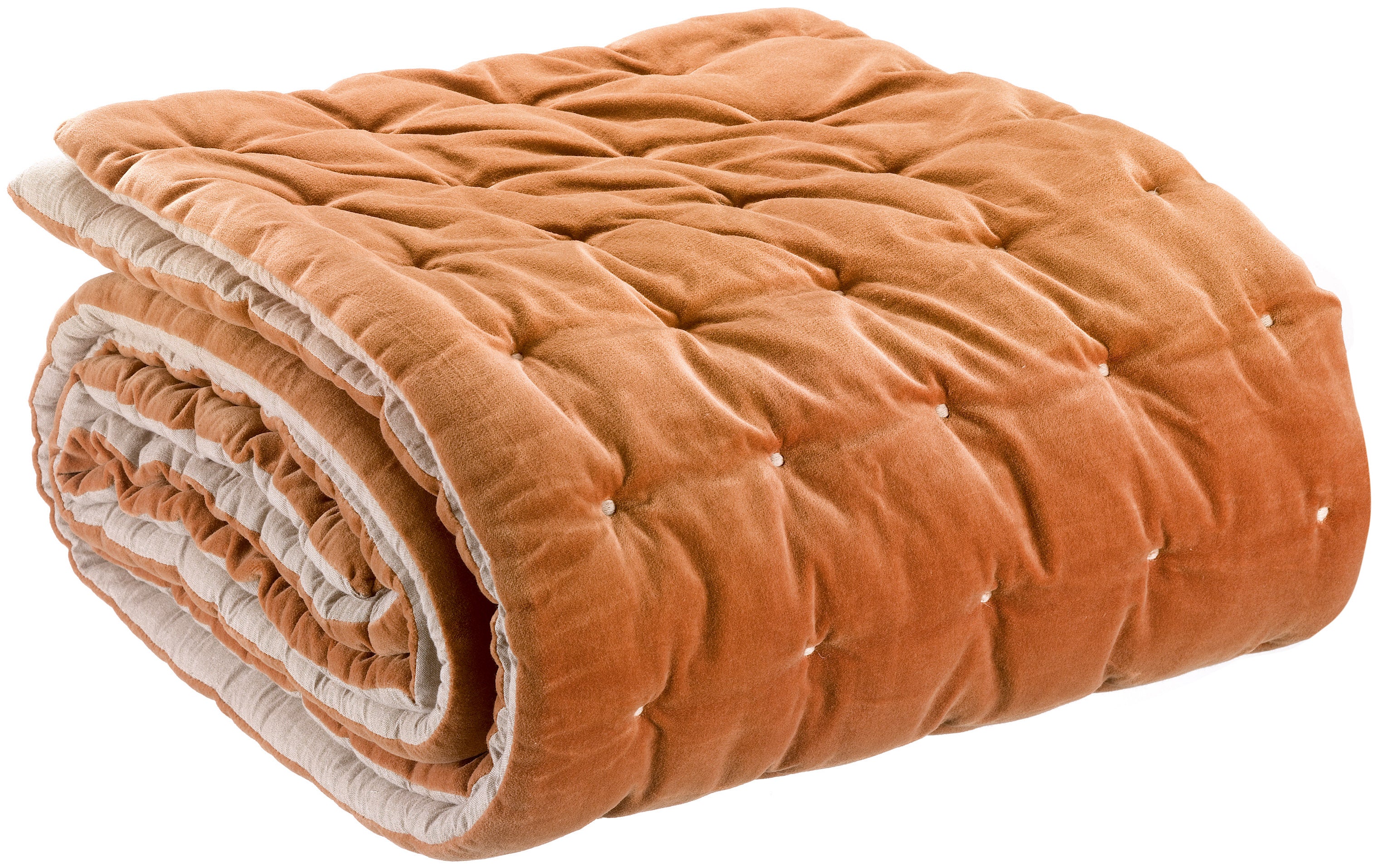 Effen plaid met capiton afwerking Elise Rouille 240 X 260