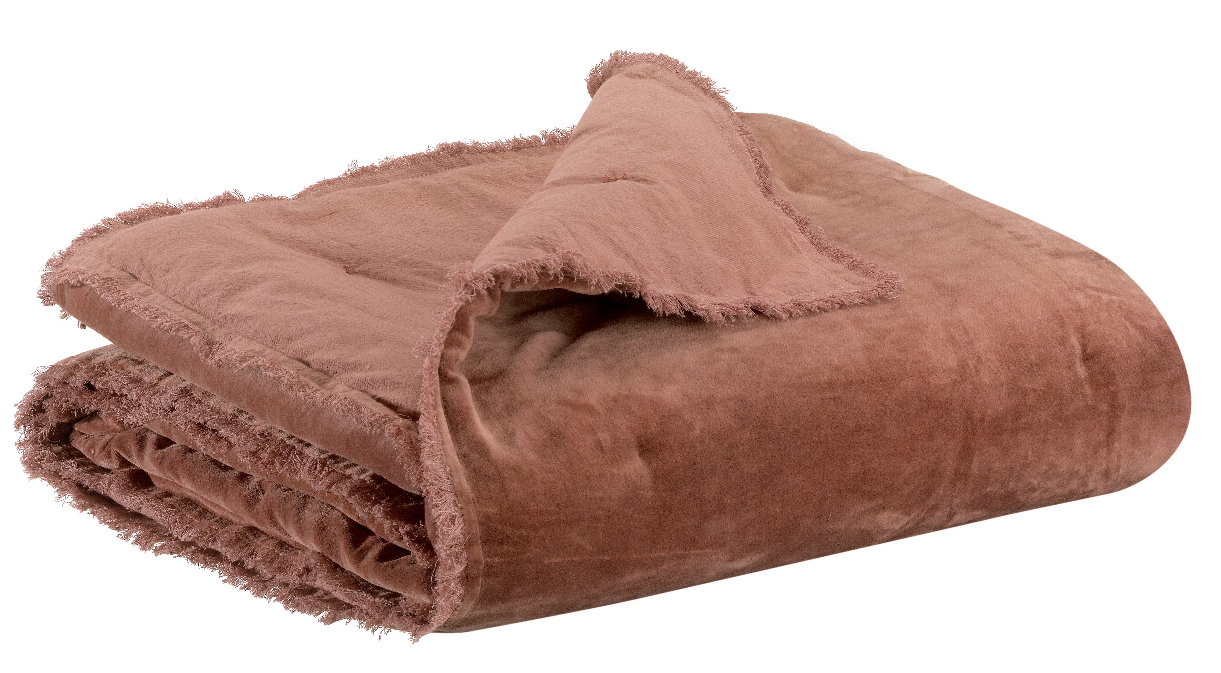 Effen plaid Fara Bois de rose 135 X 200