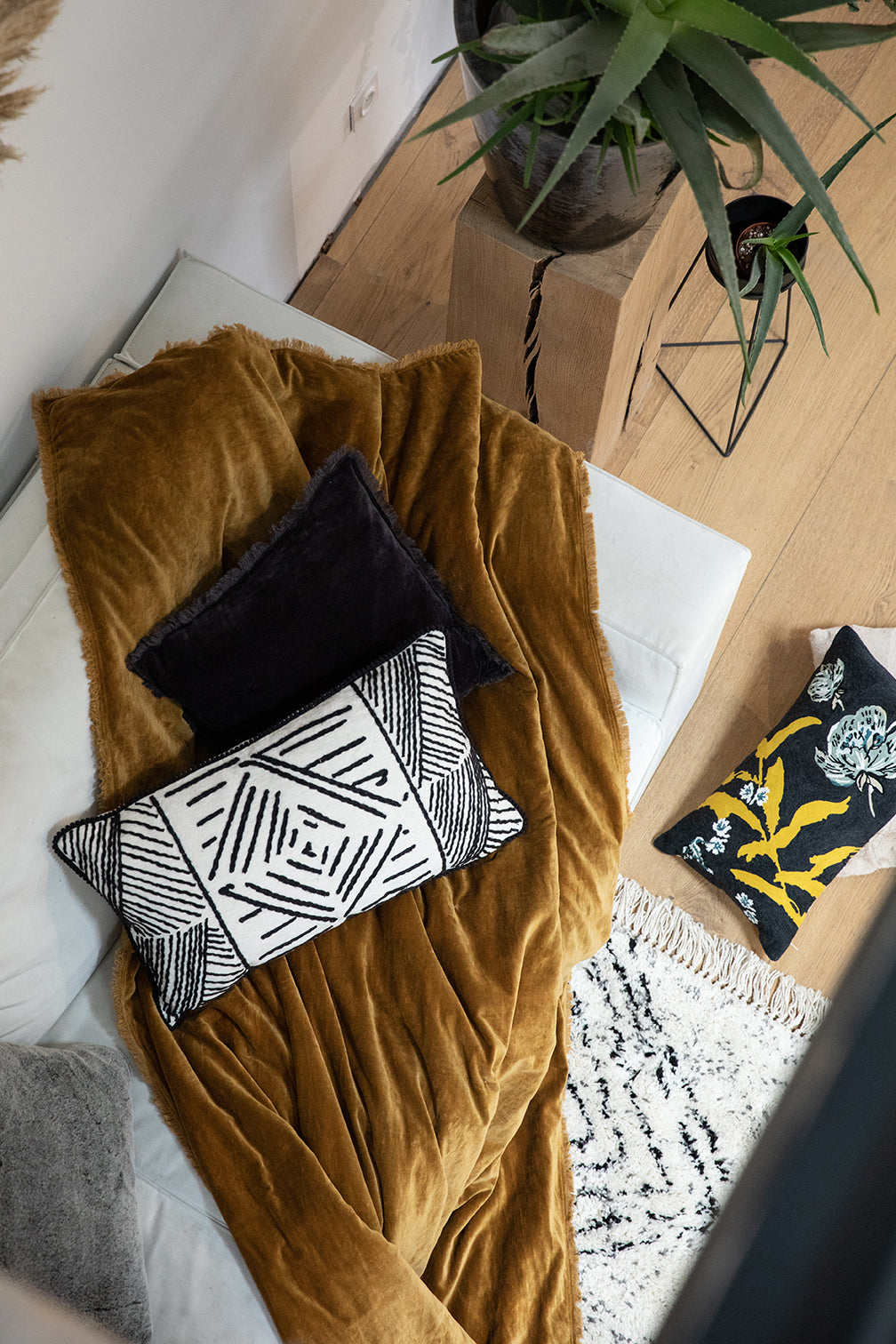 Effen plaid Fara Perle 135 X 200