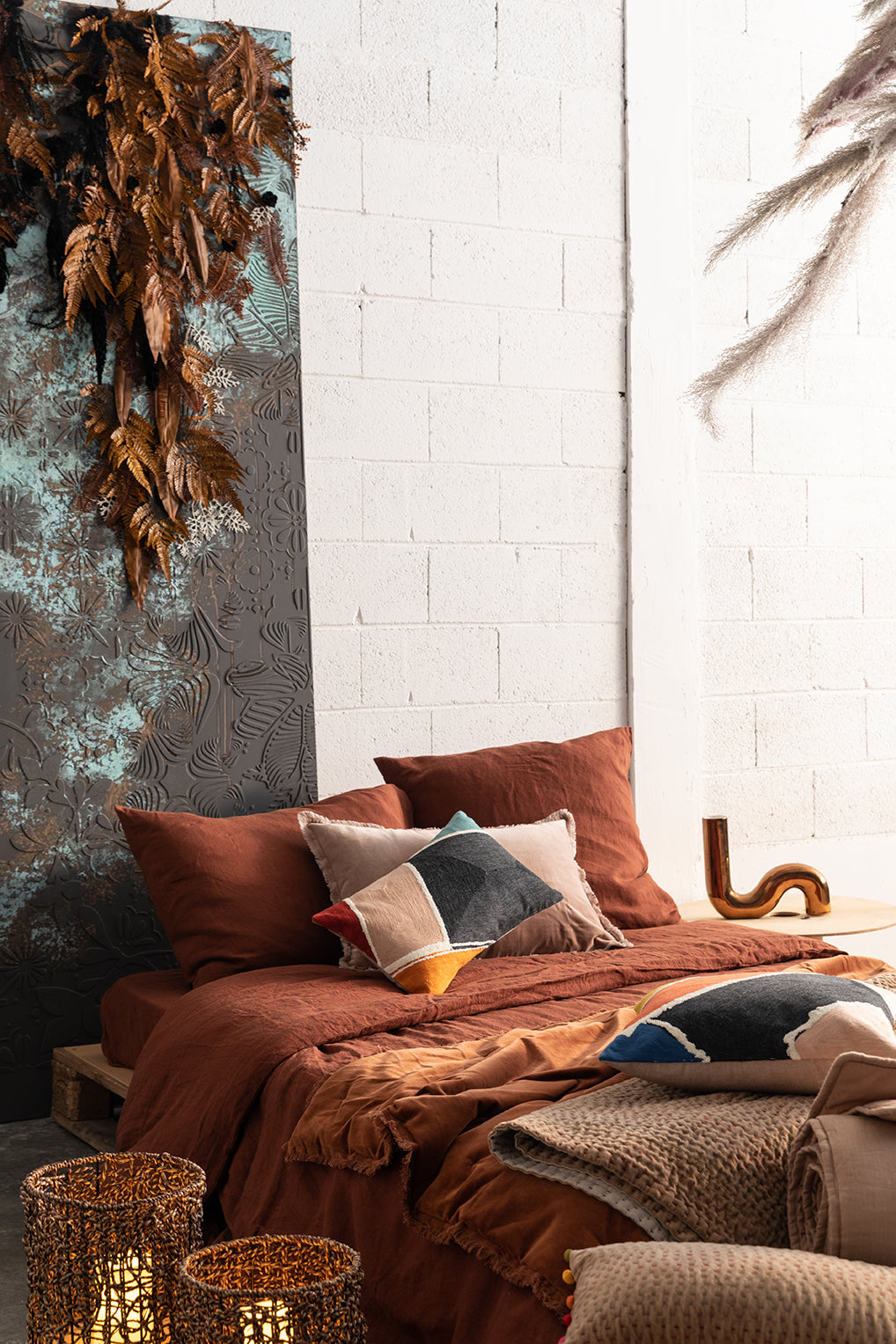 Effen plaid Fara Caramel 135 X 200