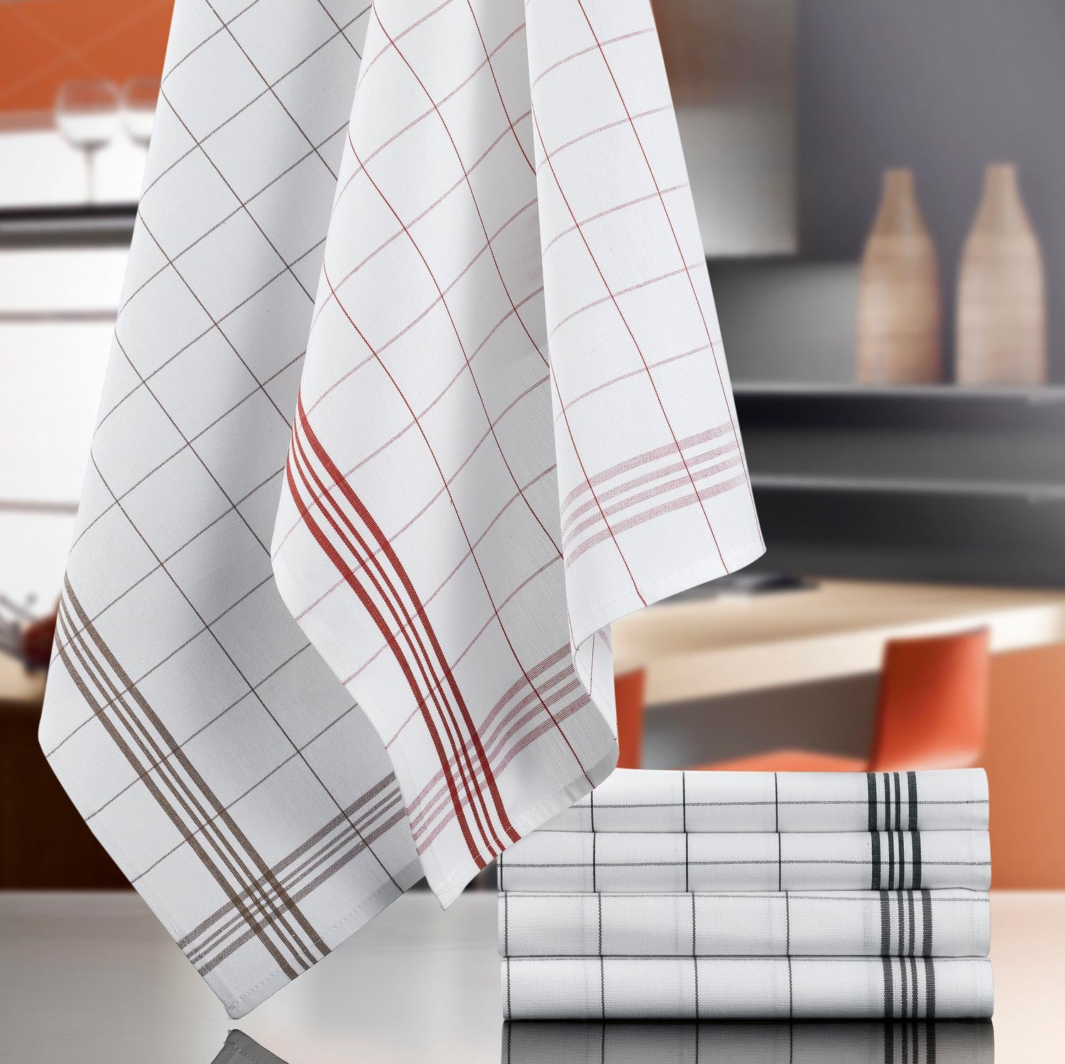 Theedoek Carreaux Gris 50 X 70