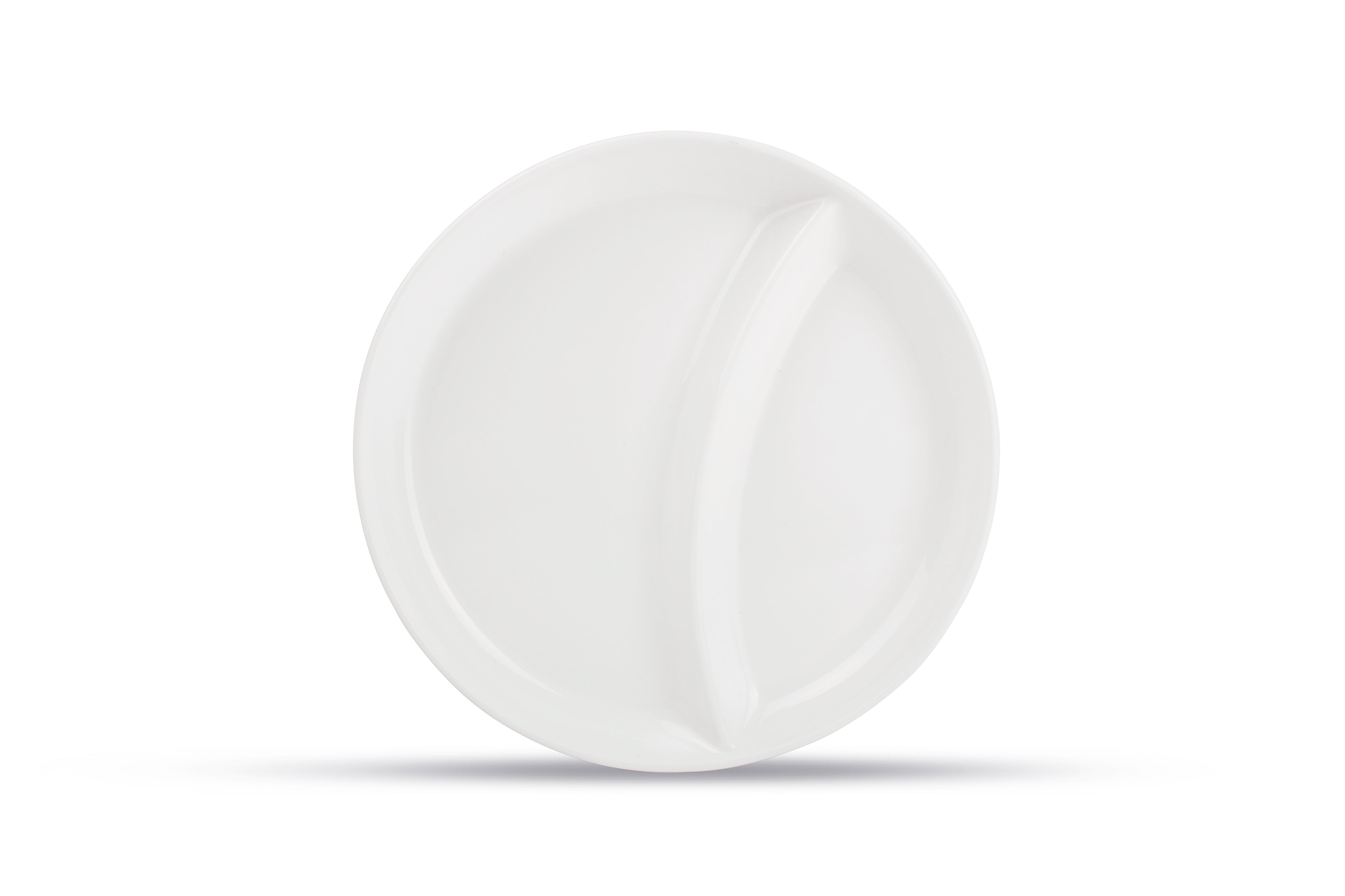 Verdeelbord 22,5cm 2 gebogen delen wit Care