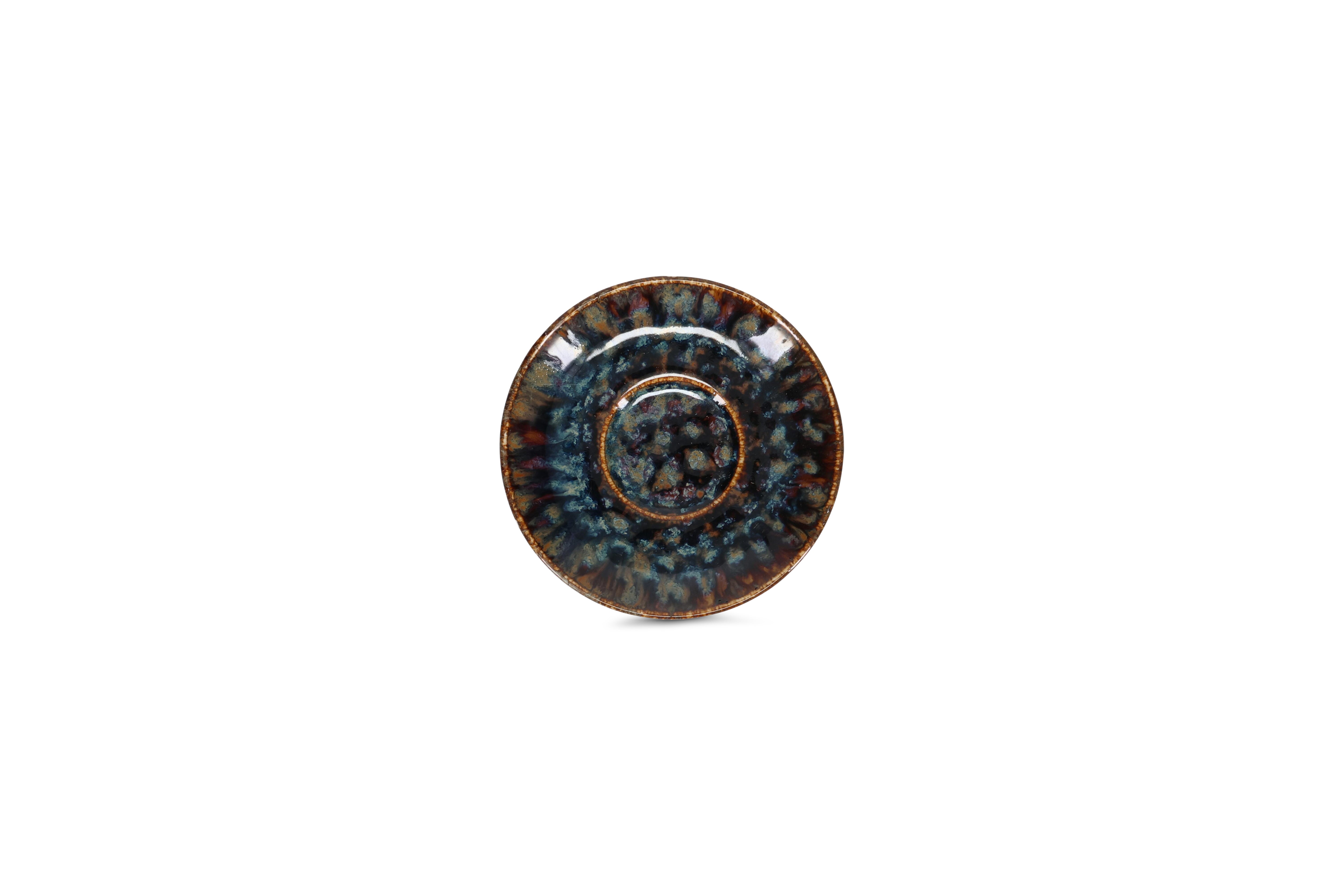 Schotel 13,5cm bruin/blauw Resto