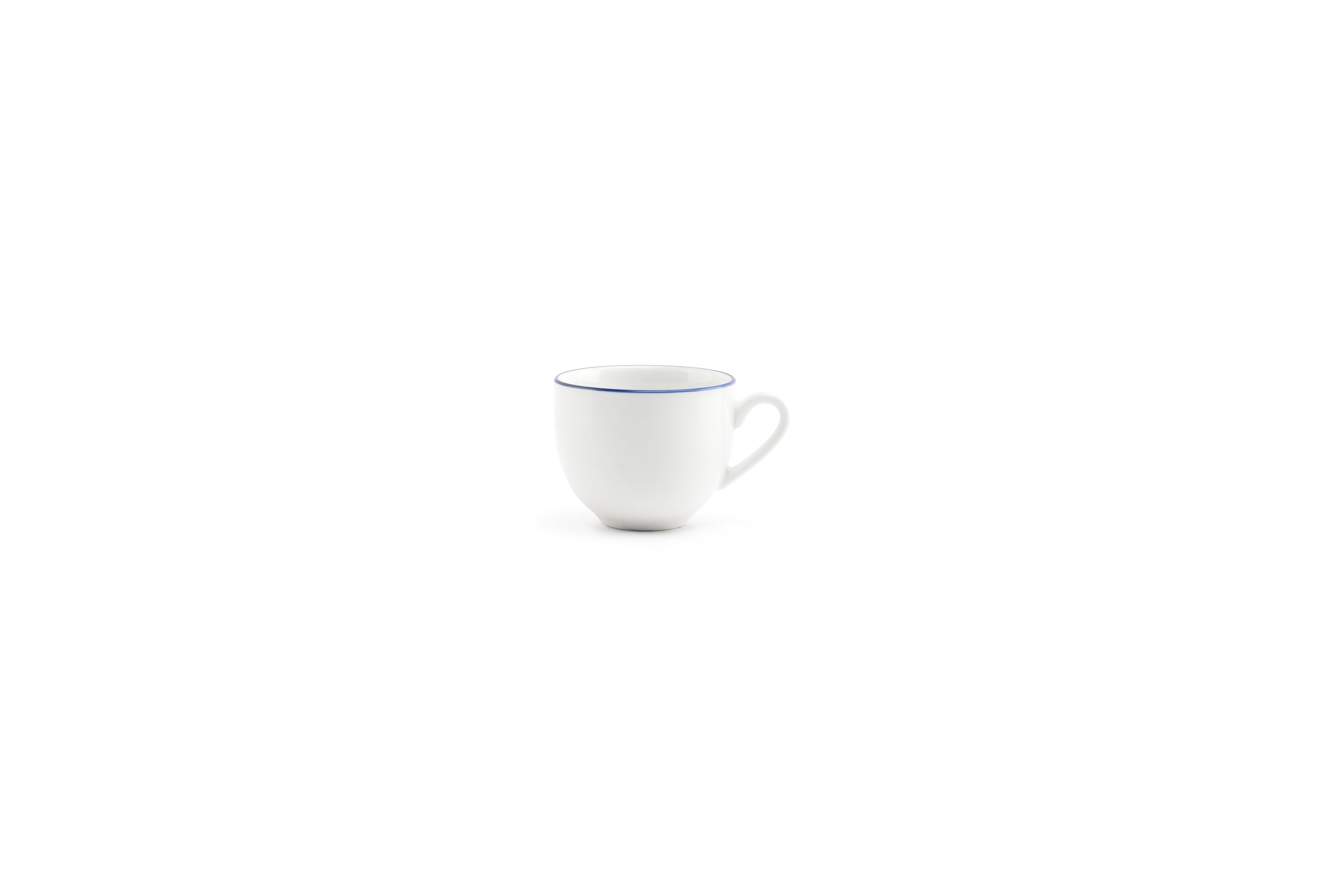 Mokkakop 10cl blue rim Basic White