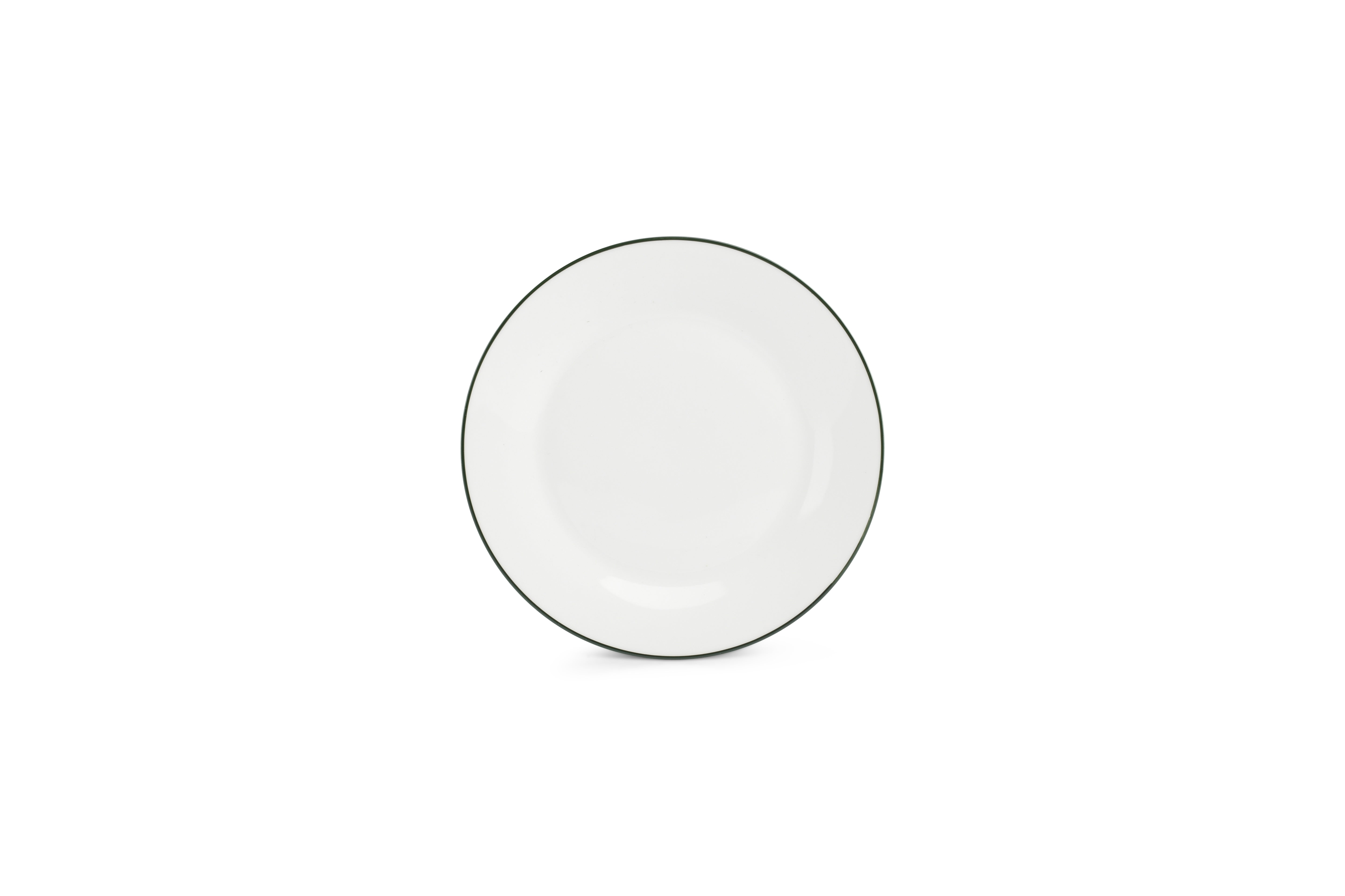 Plat bord 20cm green rim Basic White