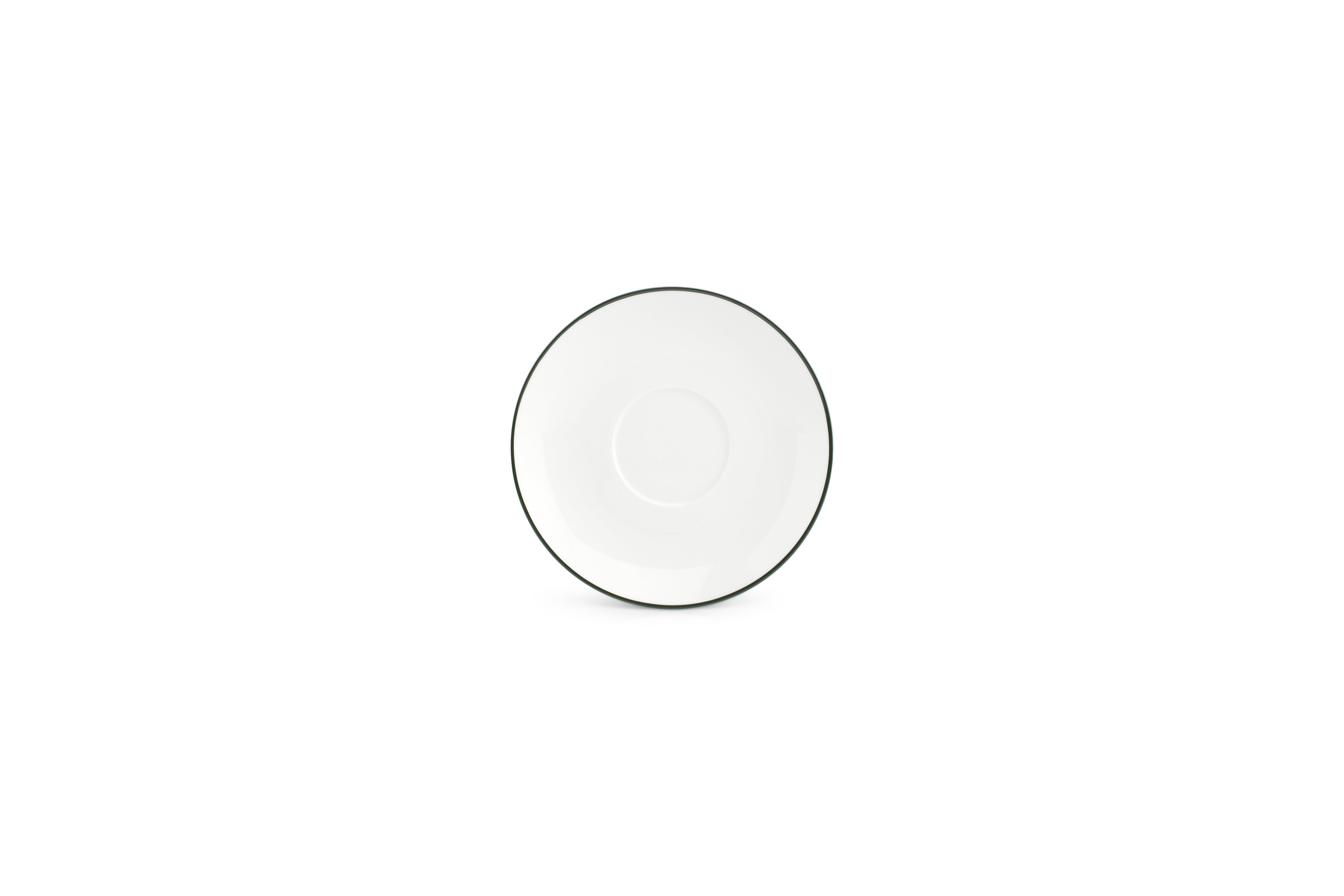 Schotel 14,5cm green rim Basic White