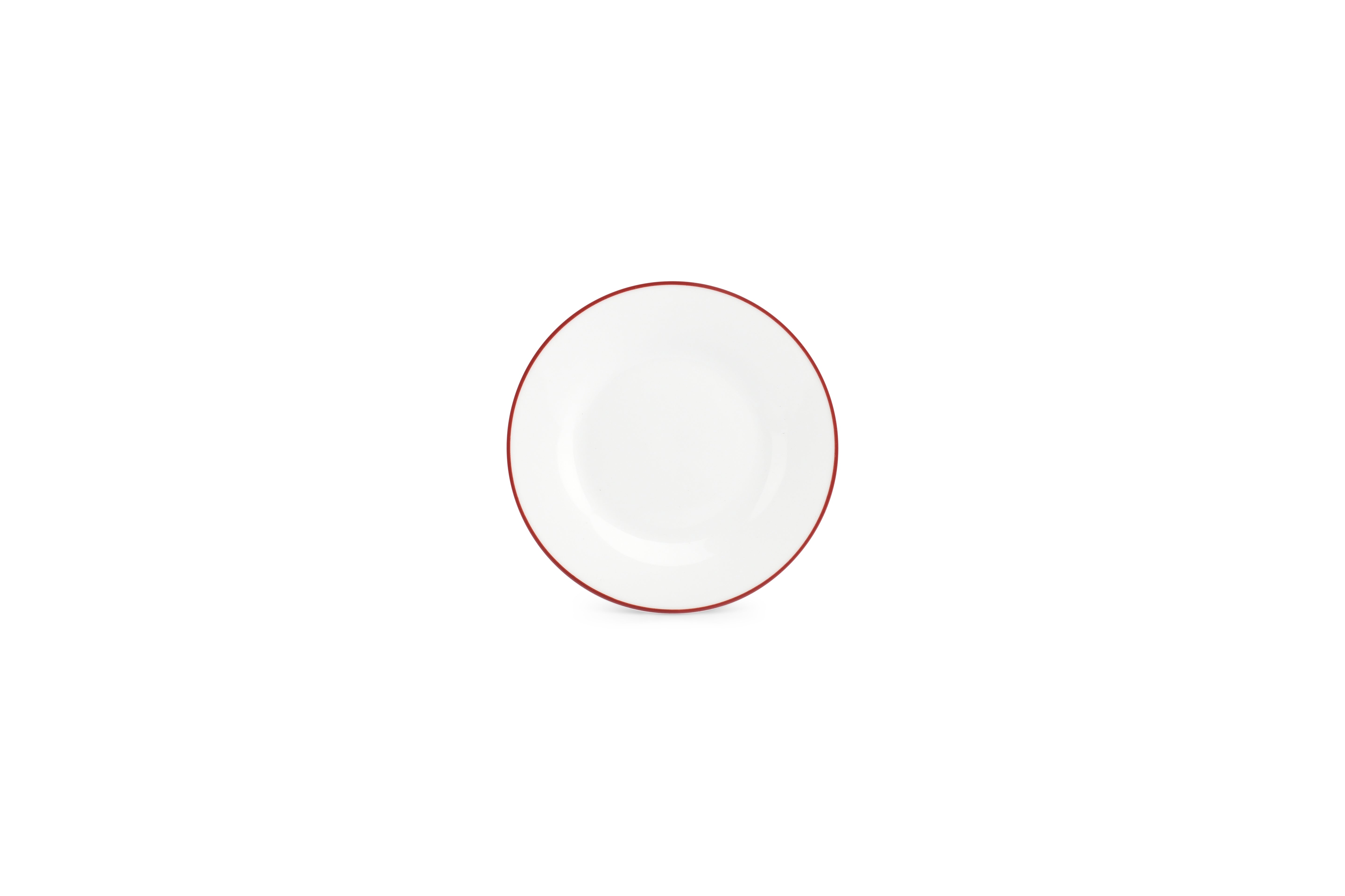 Plat bord 15cm burgundy rim Basic White