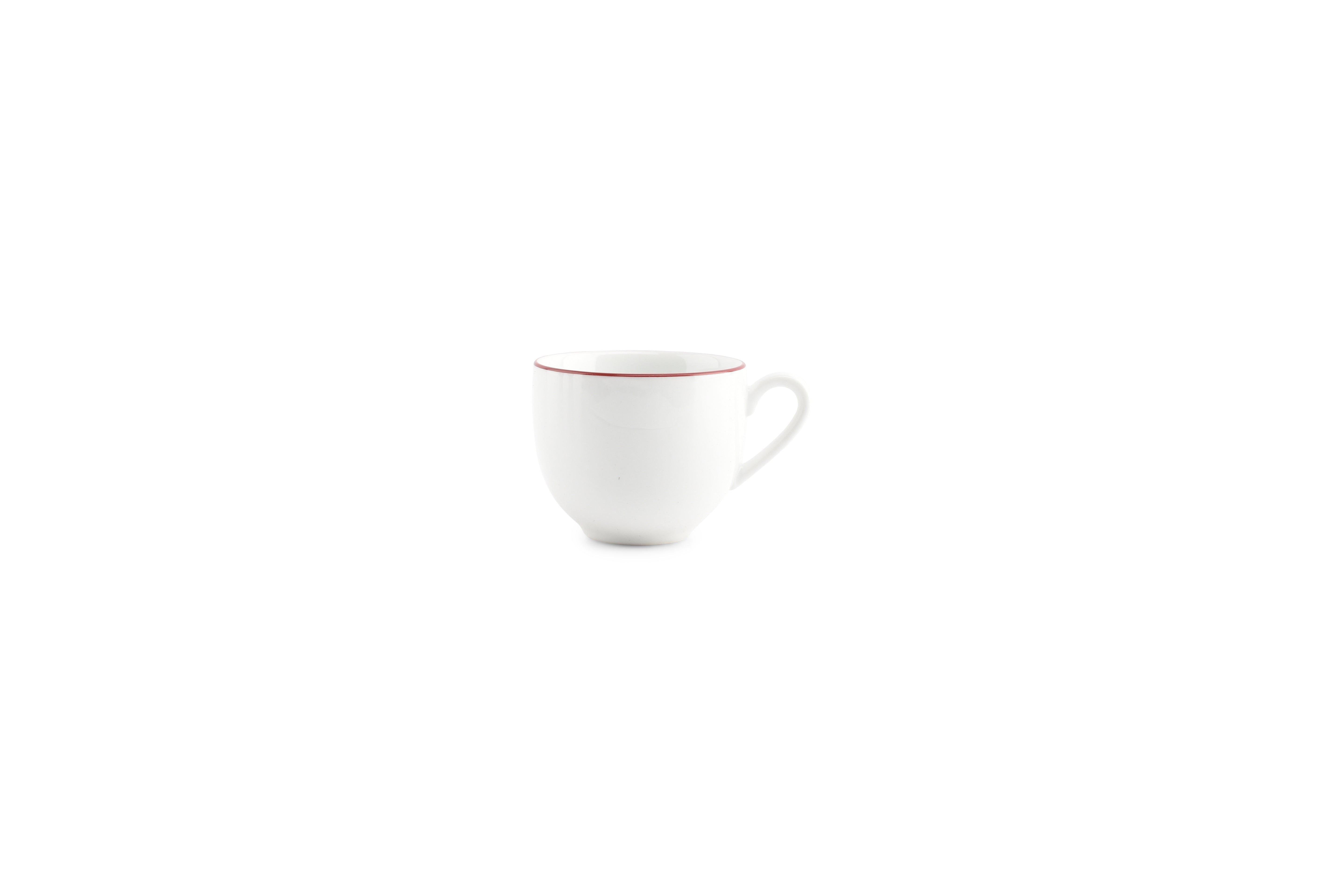 Mokkakop 10cl burgundy rim Basic White