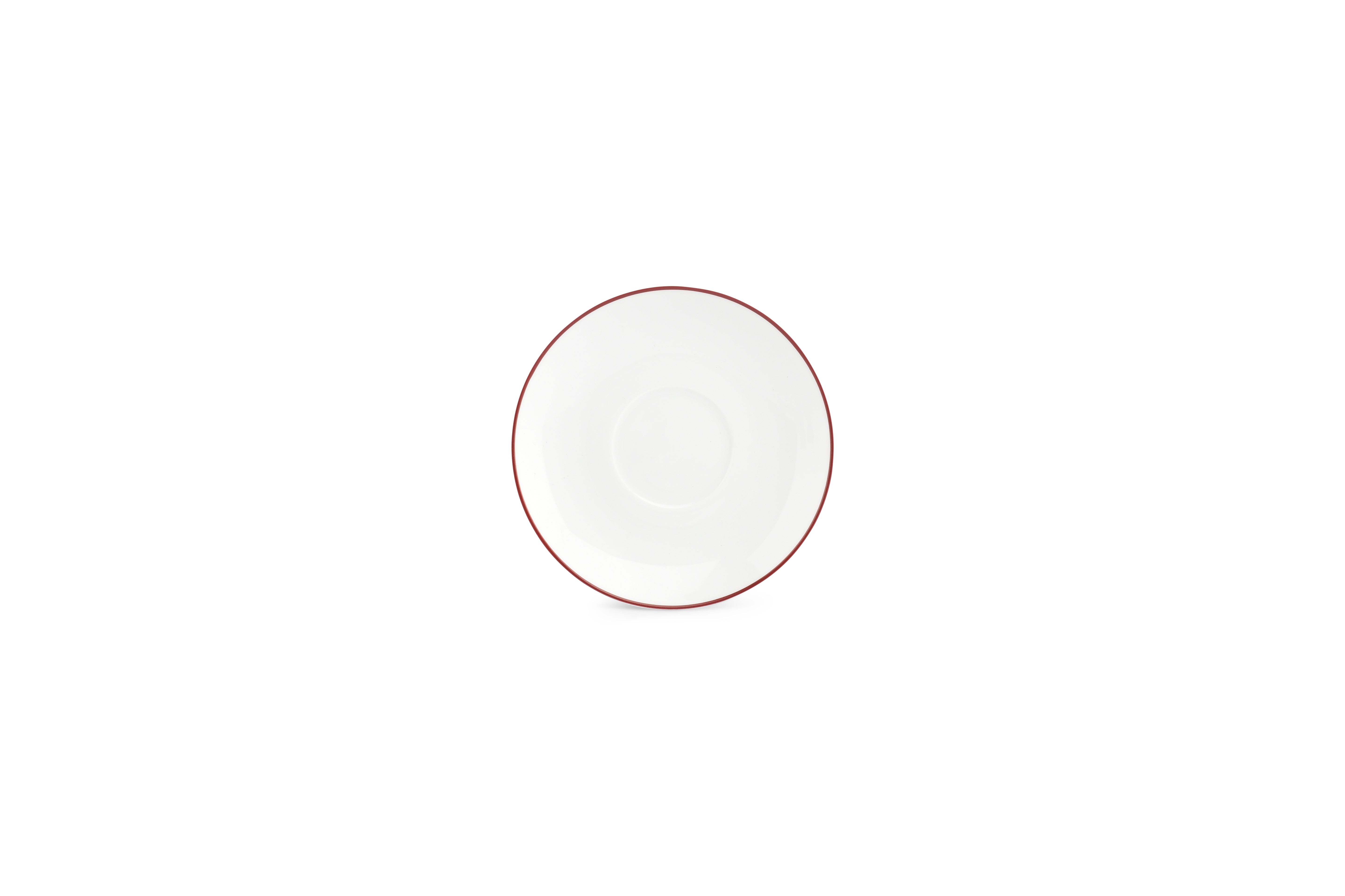 Schotel 14,5cm burgundy rim Basic White