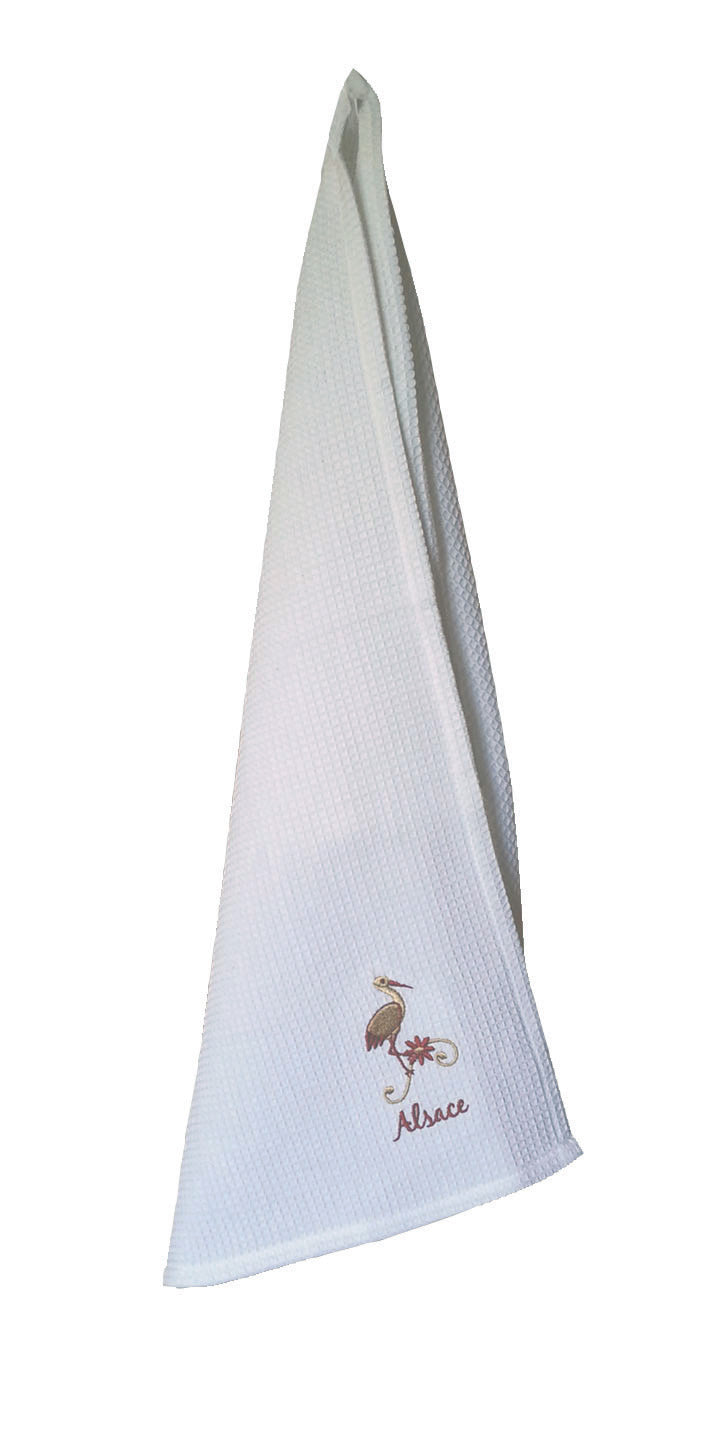 Set van 2 theedoeken in wafelstructuur Broderie Alsace Assortis 40 X 60