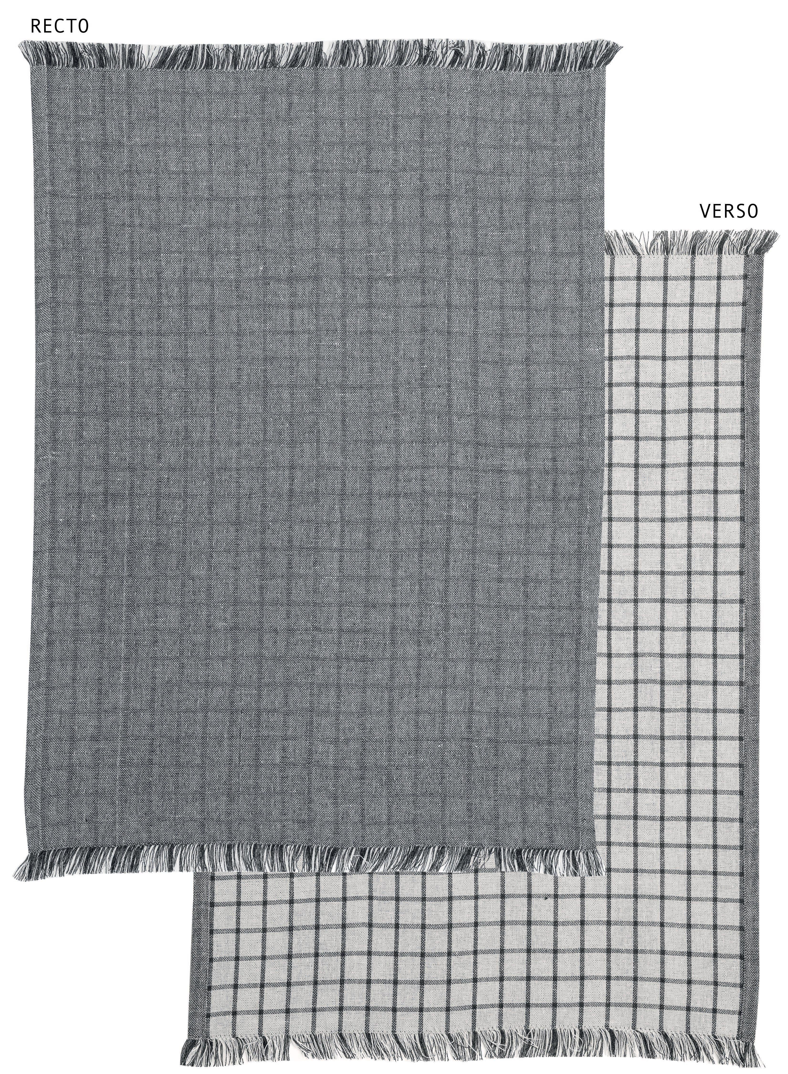 Gerecycleerde theedoek Aden Blanc/Noir 50 X 70