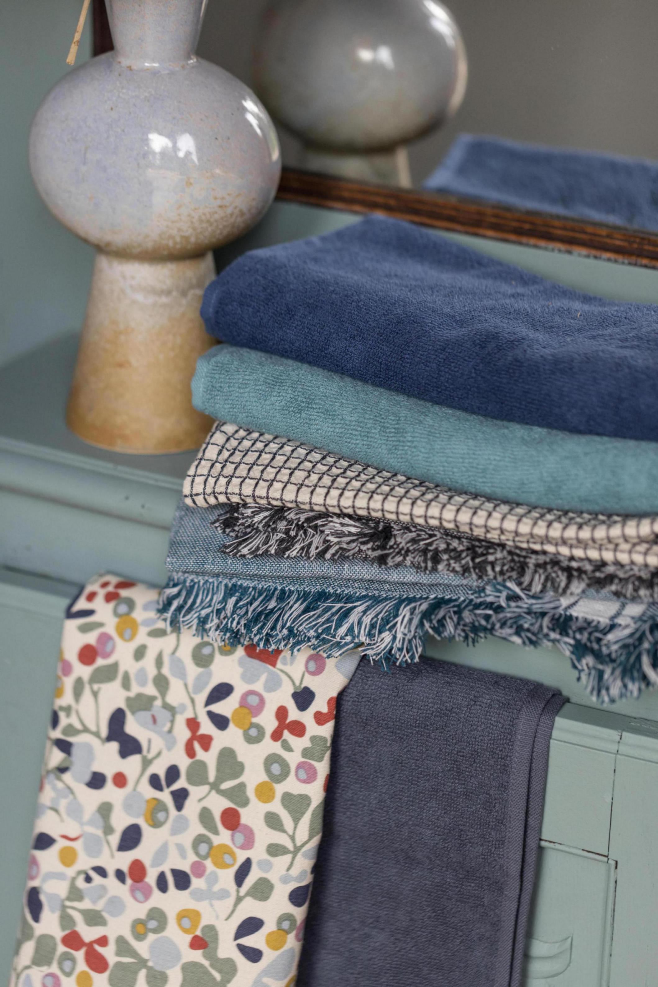 Gerecycleerde theedoek Aden Blanc/Noir 50 X 70