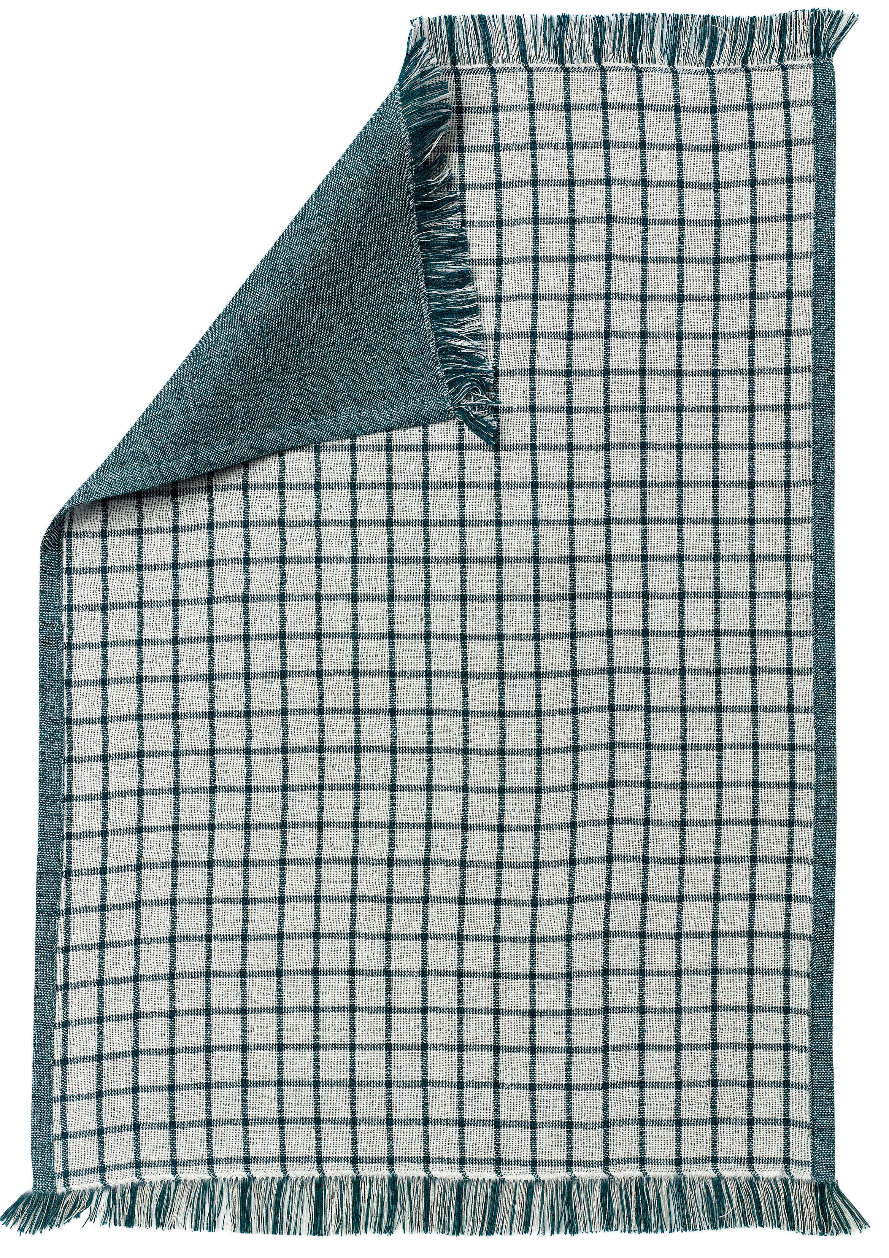 Gerecycleerde theedoek Aden Blanc/Paon 50 X 70