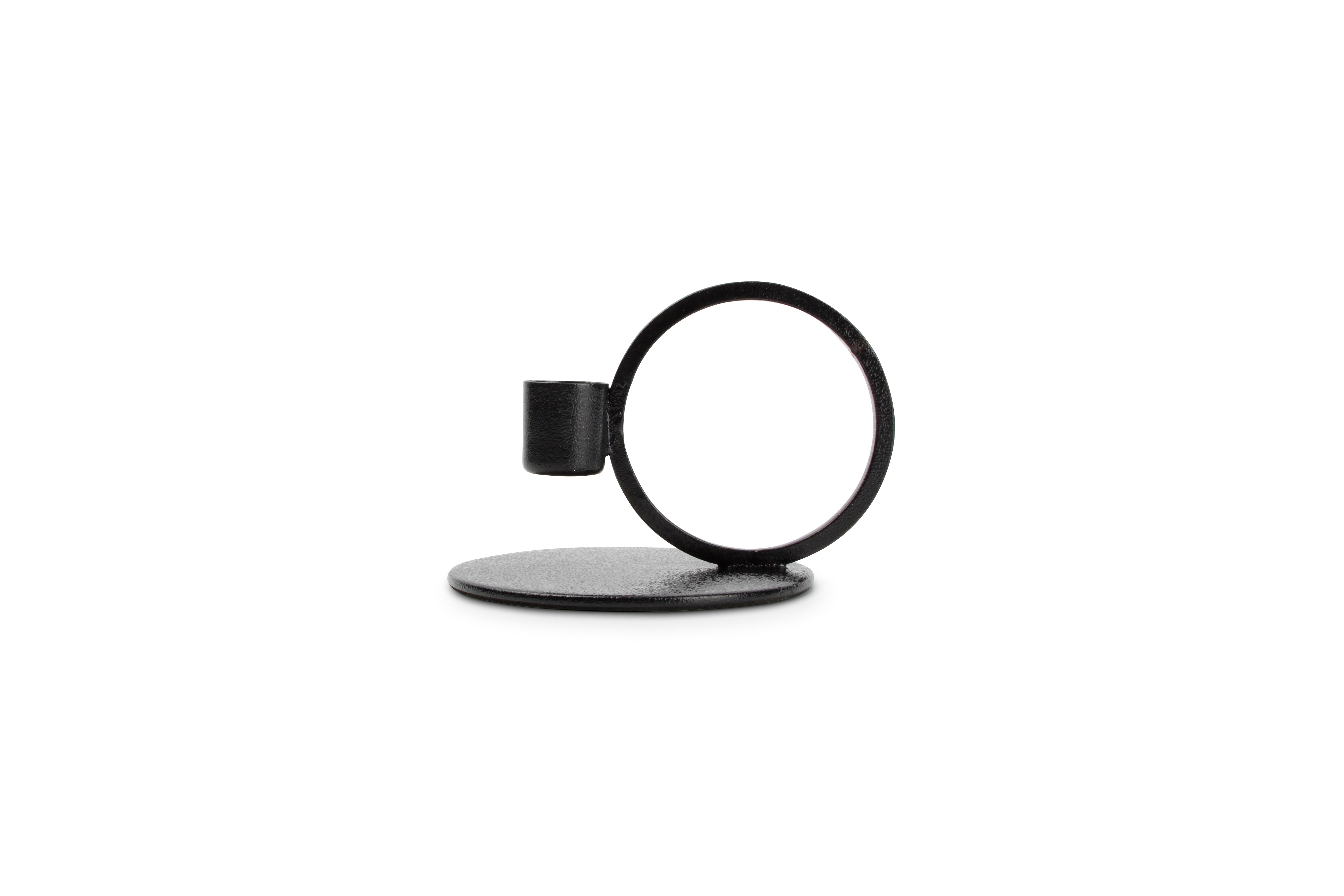 Kandelaar 10xH9cm metaal zwart Pillar