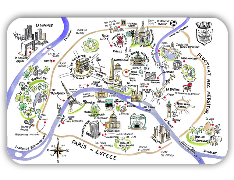 Placemat Dessin Paris Assortis 45 X 30