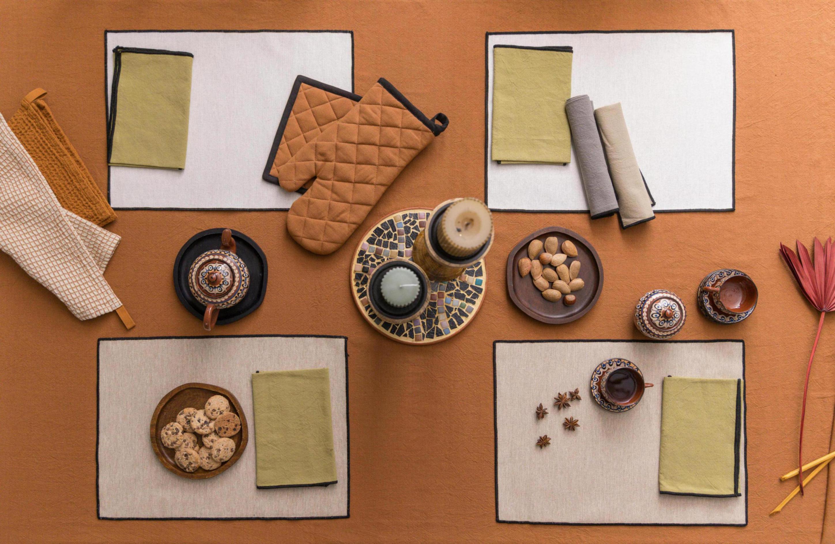 Set van 2 gerecycleerde placemats Laora Ivoire 33 X 45