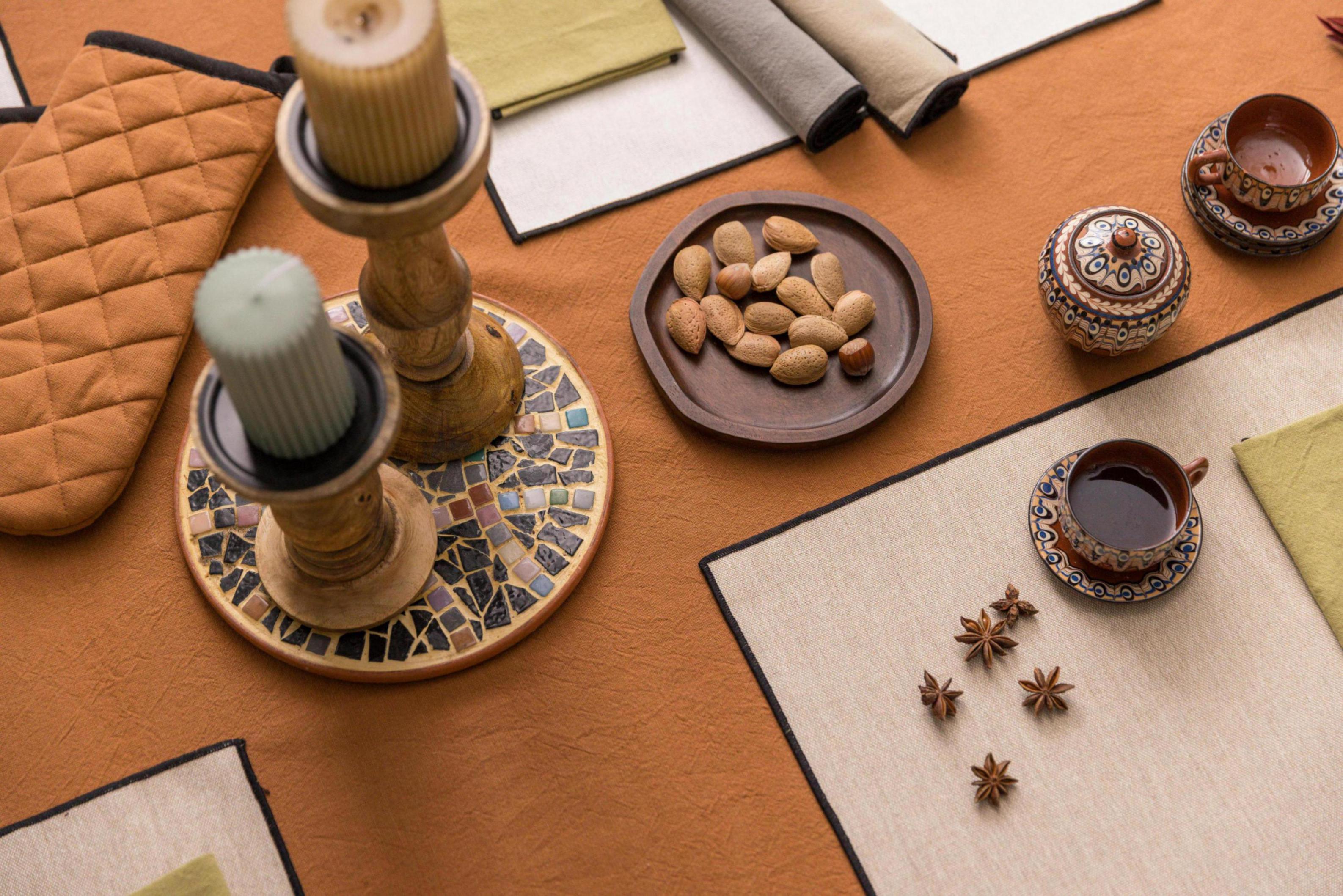 Set van 2 gerecycleerde placemats Laora Naturel 33 X 45