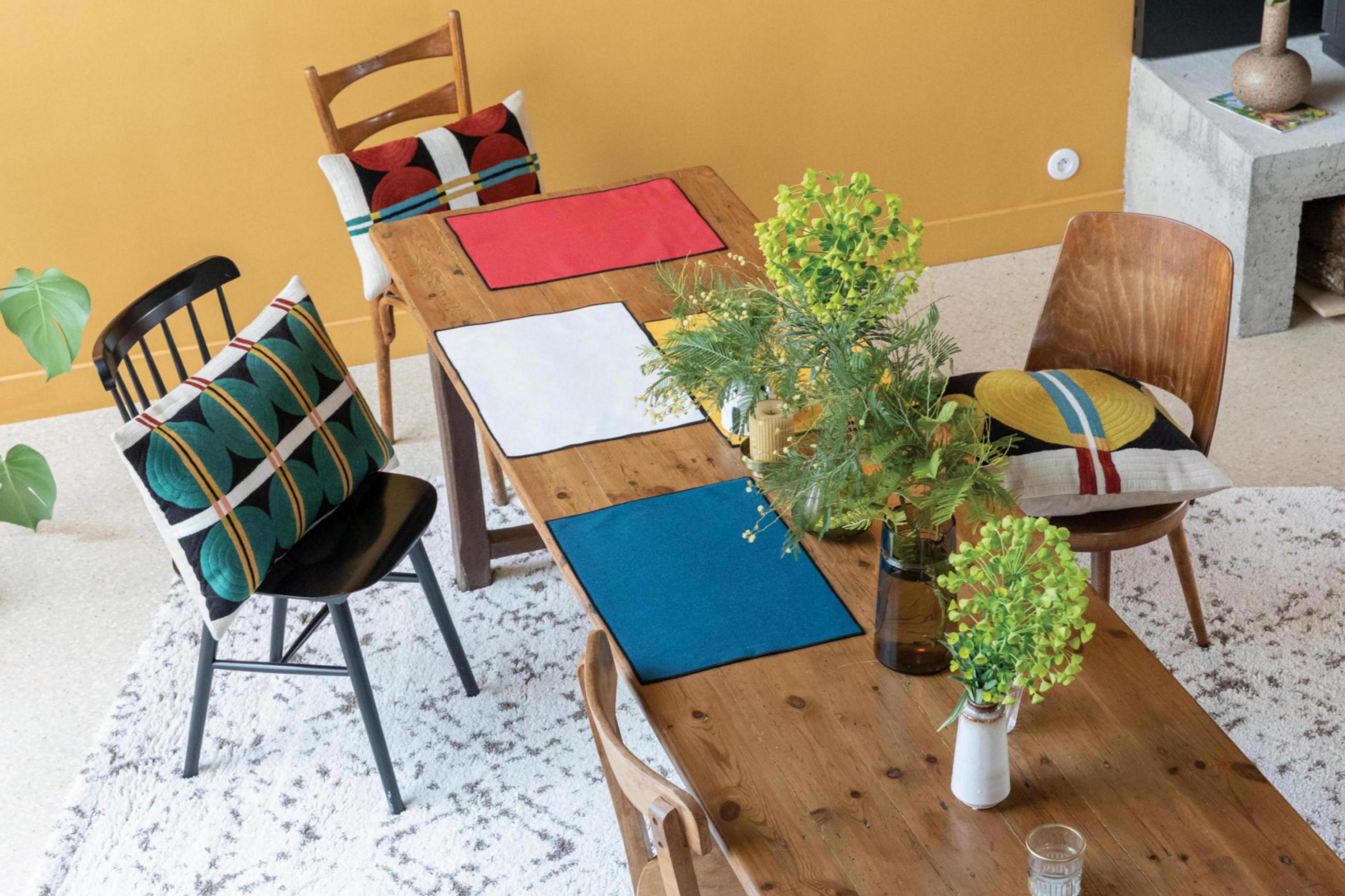 Set van 2 gerecycleerde placemats Laora Paon 33 X 45