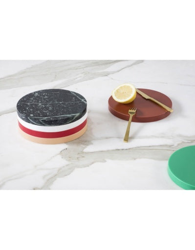 FIVE CIRCLES ZWART WIT BRUIN ROOS ROOD