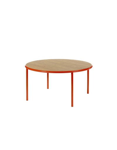 HOUTEN TAFEL ROND ROOD EIK
