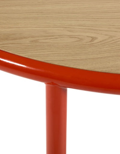 HOUTEN TAFEL ROND ROOD EIK