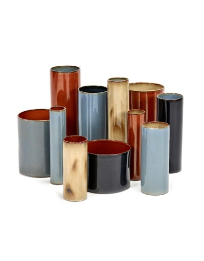 VASE CYLINDER DARK BLUE/RUST