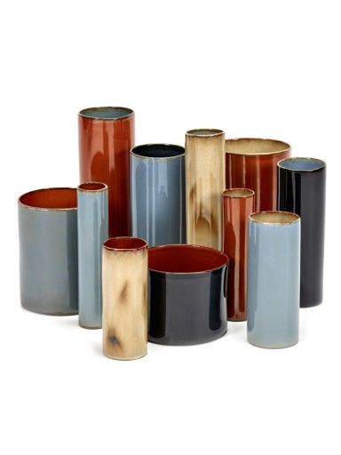 VASE CYLINDER DARK BLUE/RUST